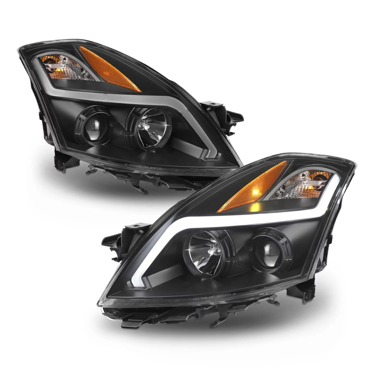 AKKON - Fits 2007-2009 Nissan Altima Sedan LED Light Tube Projector Headlights & Tail Lights [Black Housing Combo]
