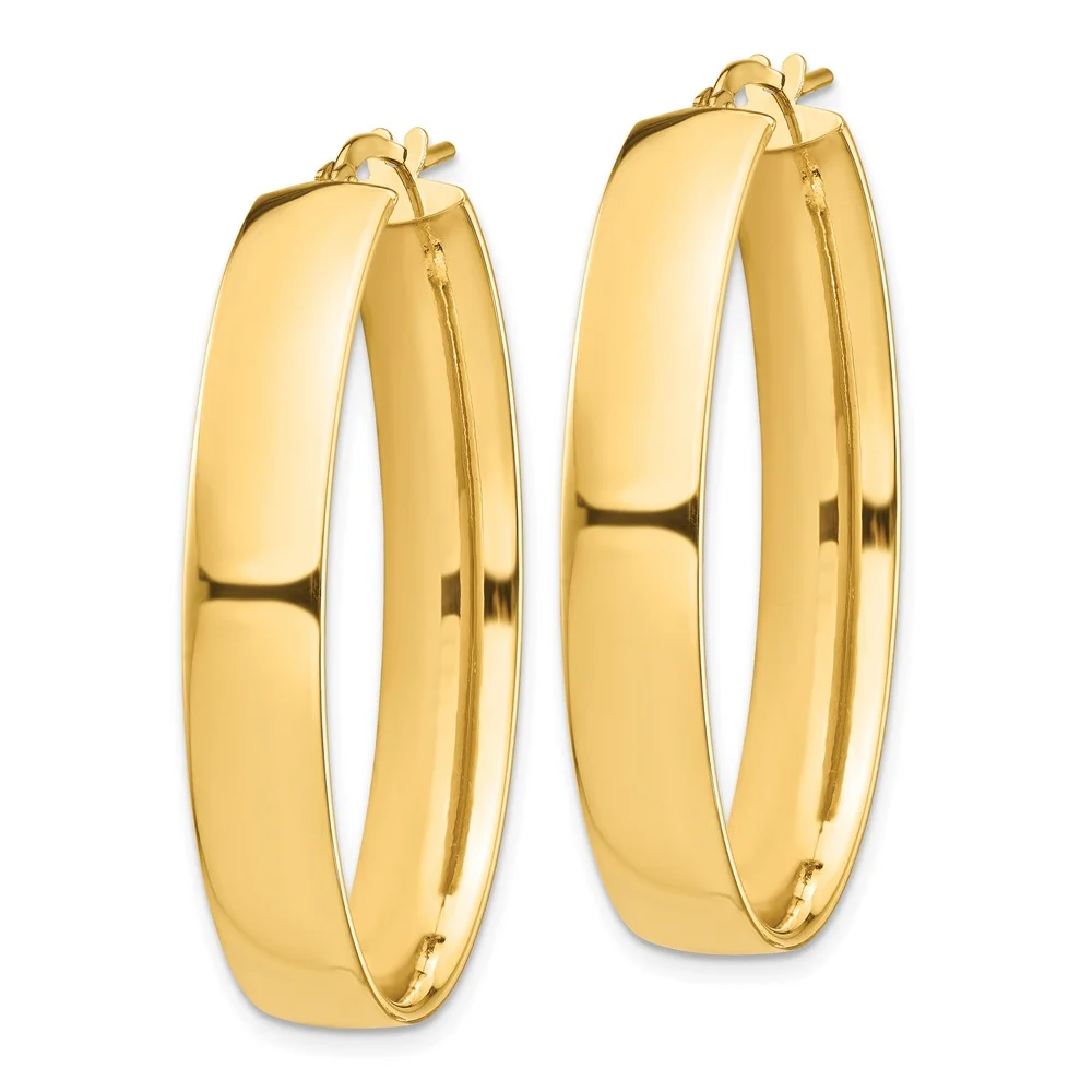 Primal Gold 14 Karat Yellow Gold High Polished 7mm Oval Hoop Earrings