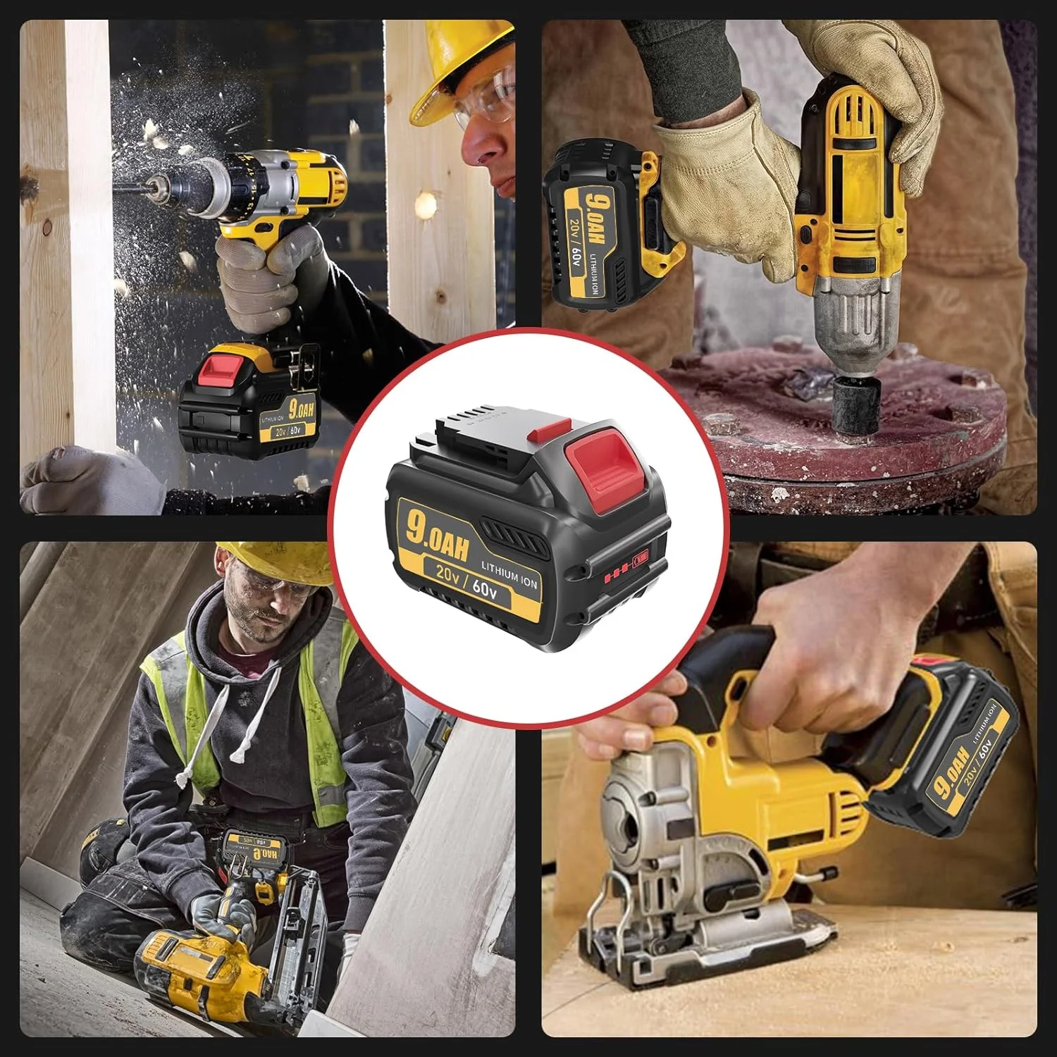 9.0Ah Replacement for Dewalt 60V Battery 20/60V Flexvolt Max DCB606 DCB609 DCB612