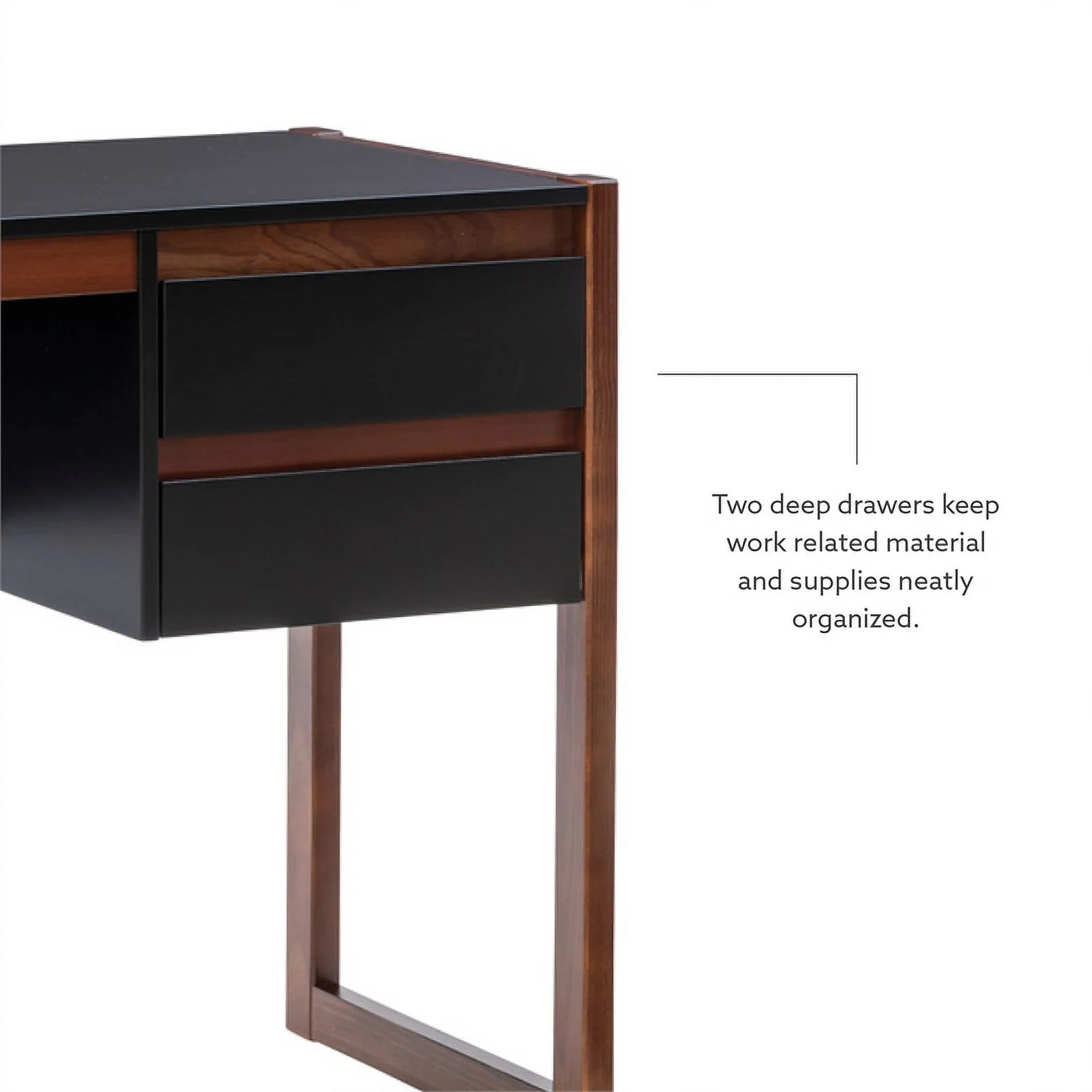 Linon Brock Wood Two Drawer Desk in Black and Walnut