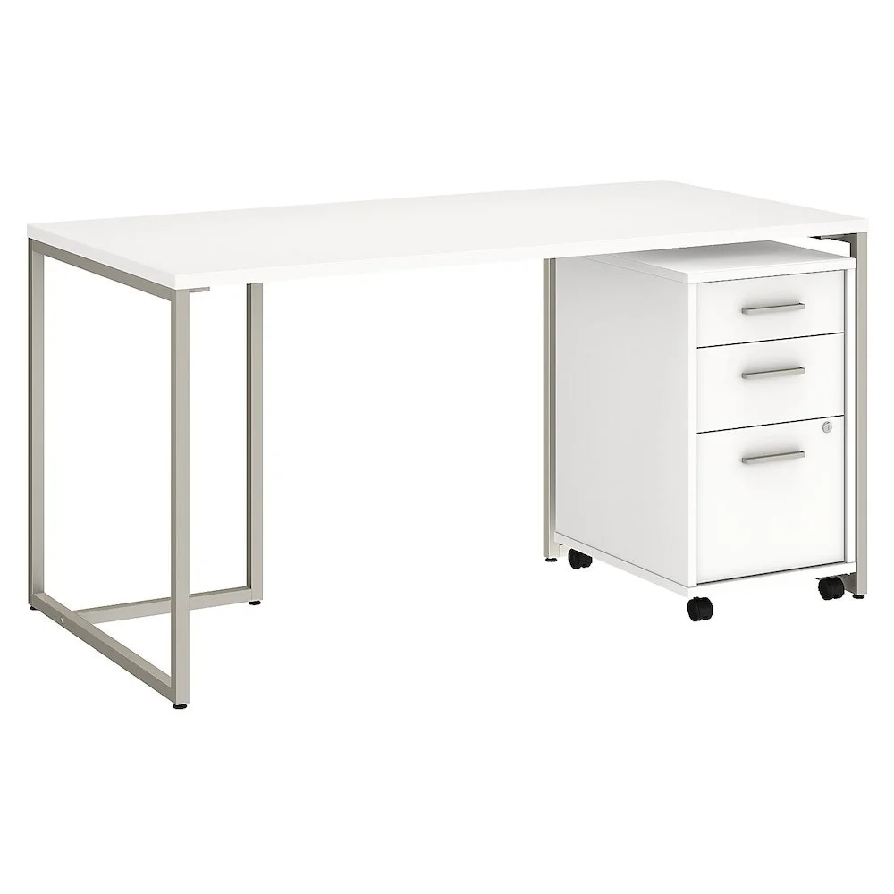 Method 60W Table Desk with Mobile File Cabinet in White - Engineered Wood