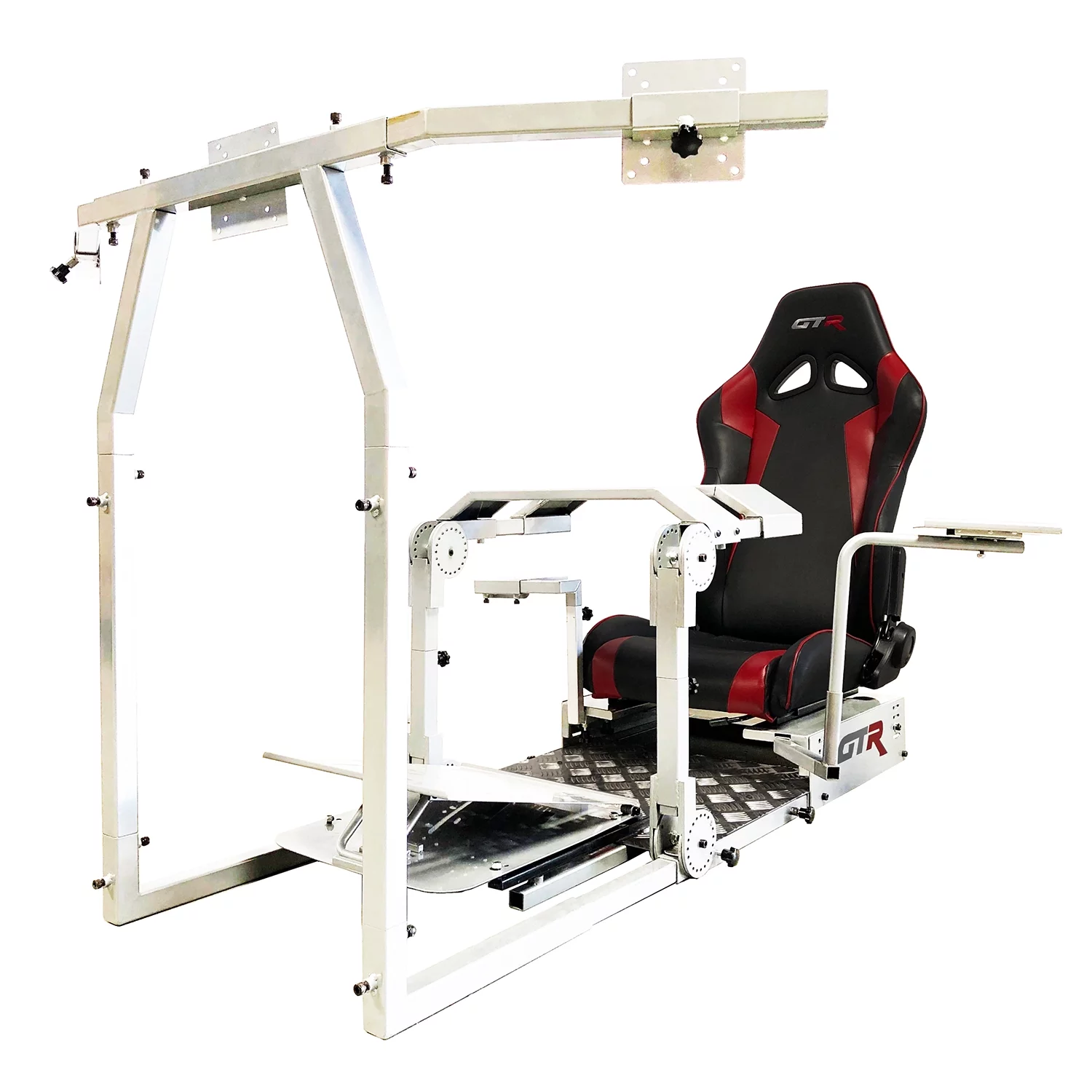 GTA Pro Model Racing Simulator Cockpit White Frame with Black/Green Pista Adjustable Leatherette Racing Seat