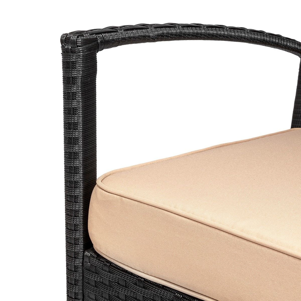 Barton - 3PC Patio Bistro Seat, Wicker Bistro Outdoor Patio Set With Backrest, Thick Cushion, Beige