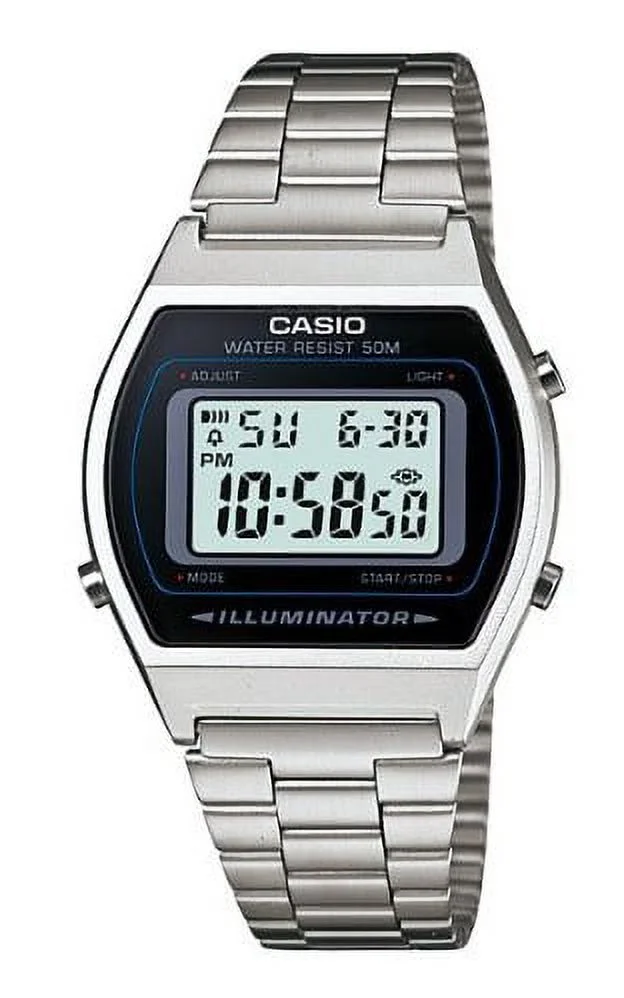 Casio B640WD-1A Men's Silver Digital Retro Stainless Steel Watch
