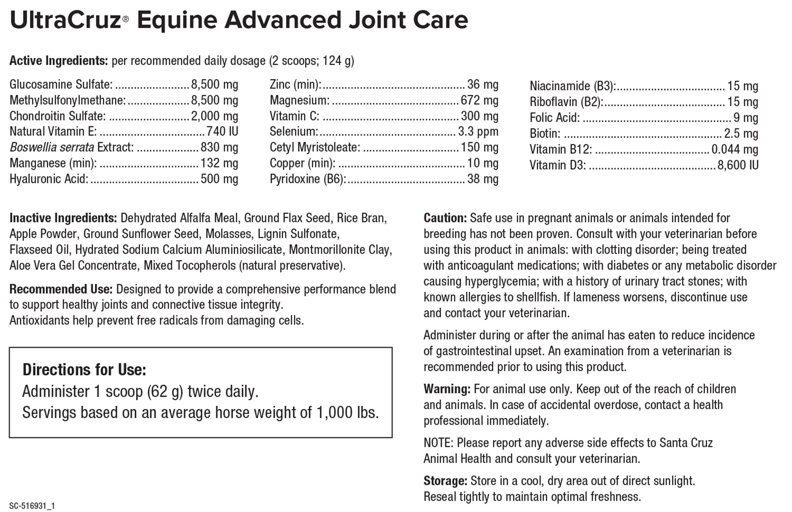 UltraCruz Equine Advanced Joint Supplement for Horses, 25 lb, Pellet (90 Day Supply)