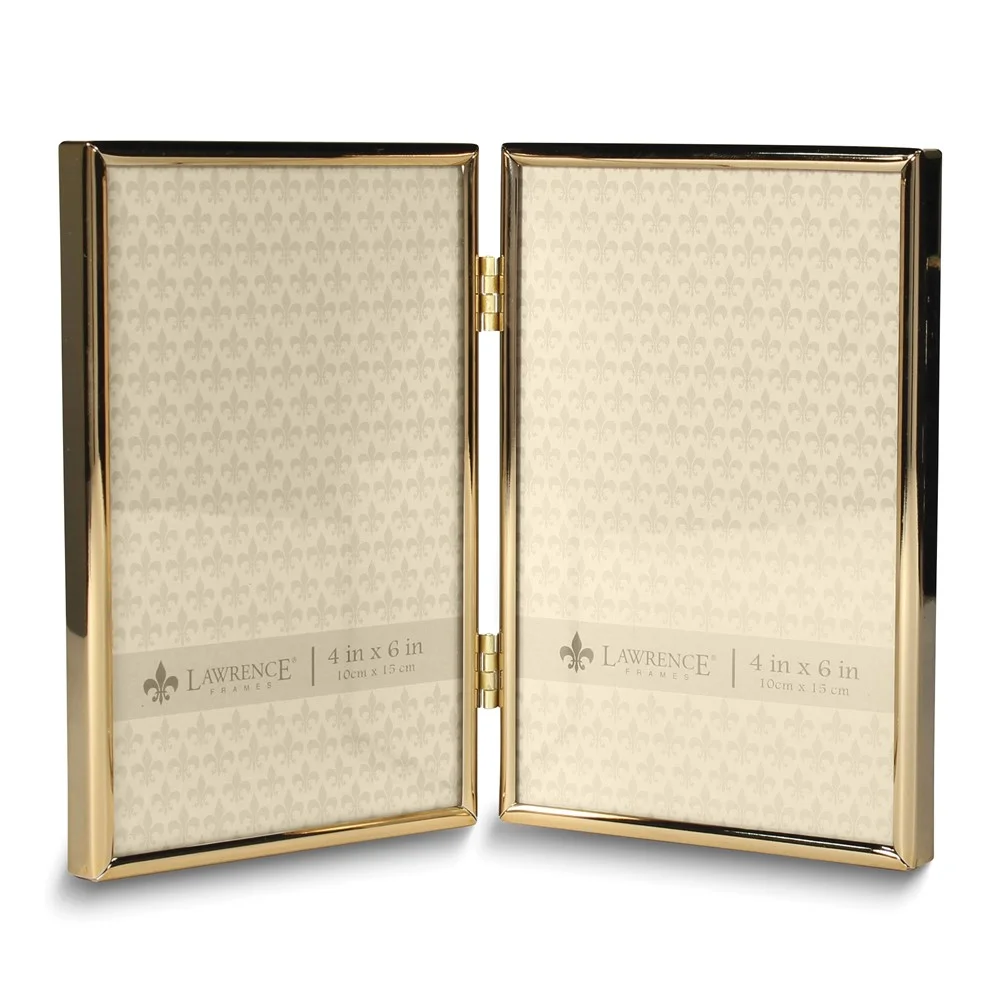 4x6 Portrait Hinged Double Simply Gold-tone Metal Frame QGM22271