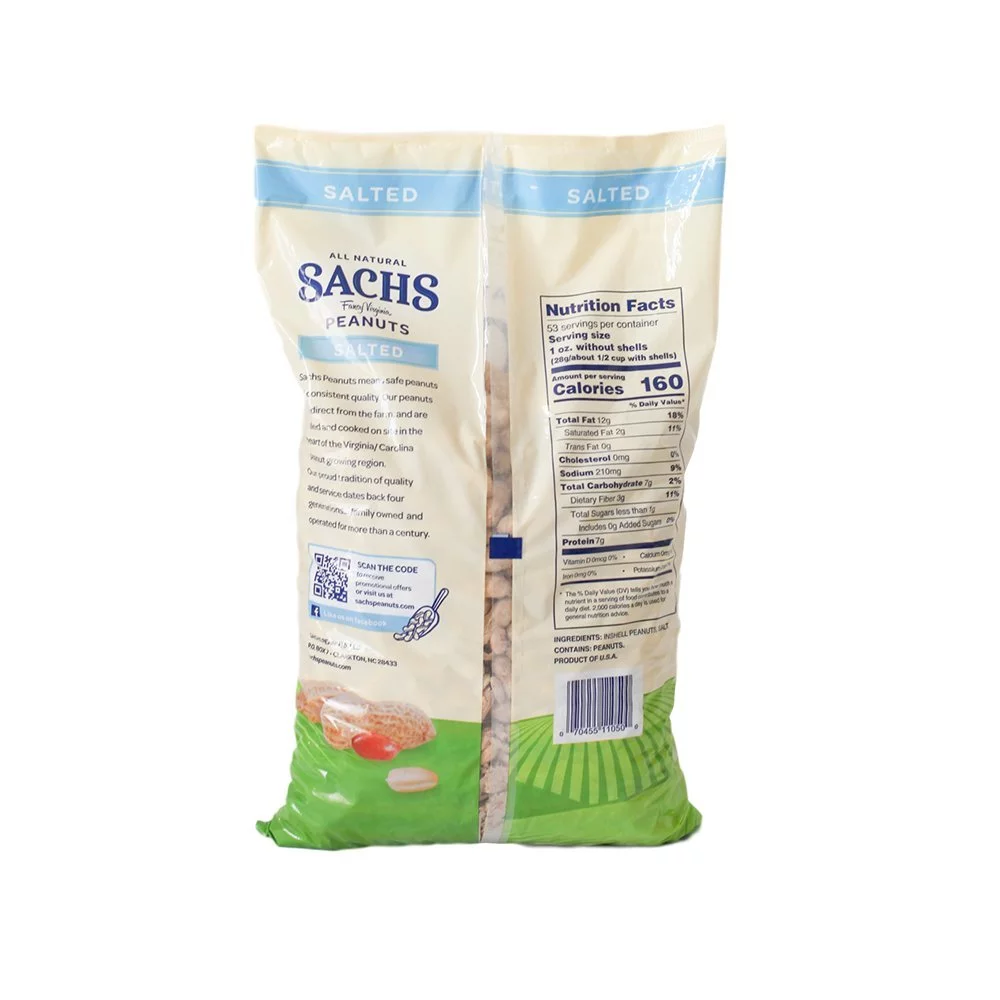 Sachs Delicious Roasted / Salted in Shell Peanuts 5lb