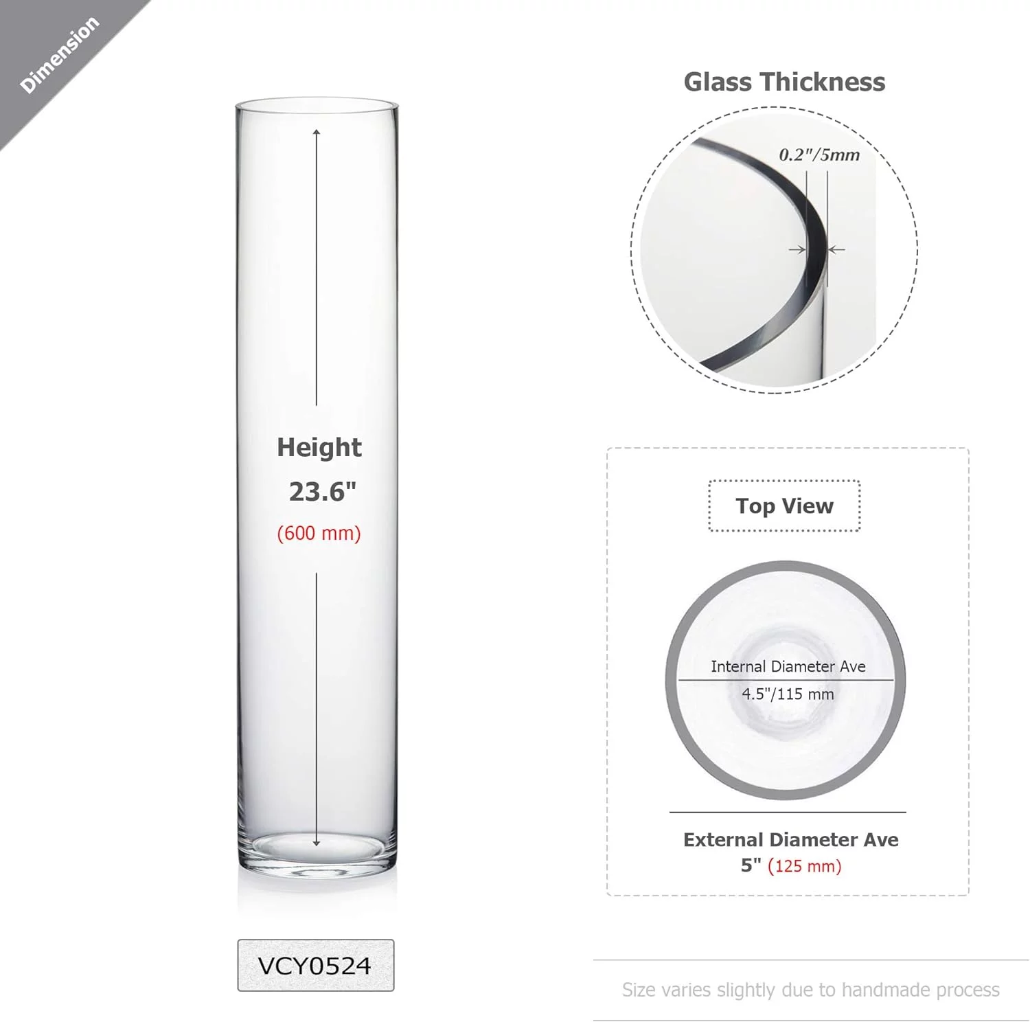 WGV Cylinder Vase Bulk, Diameter 5