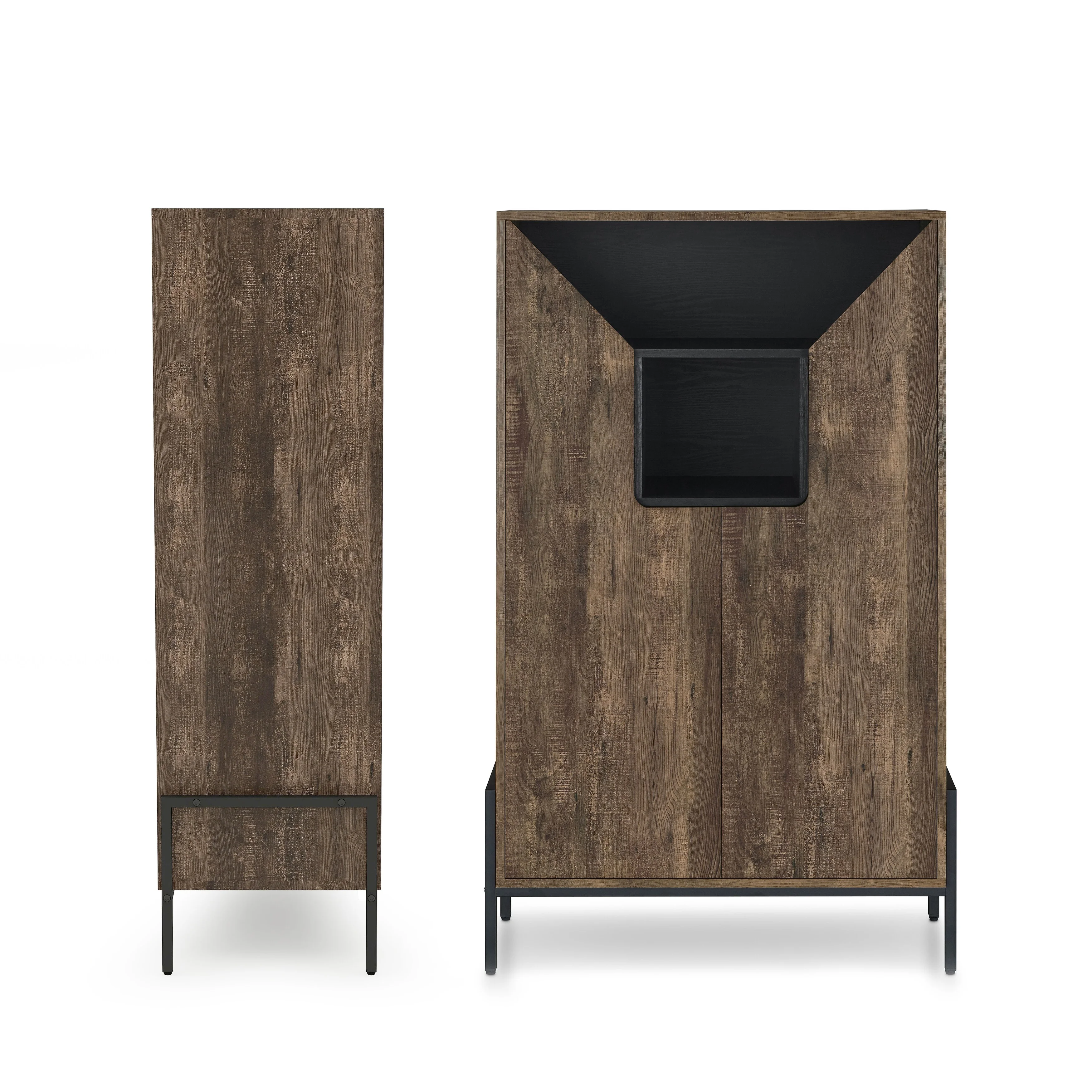 Denhour DH BASIC Urban Reclaimed Oak 15-Pair Shoe Cabinet by