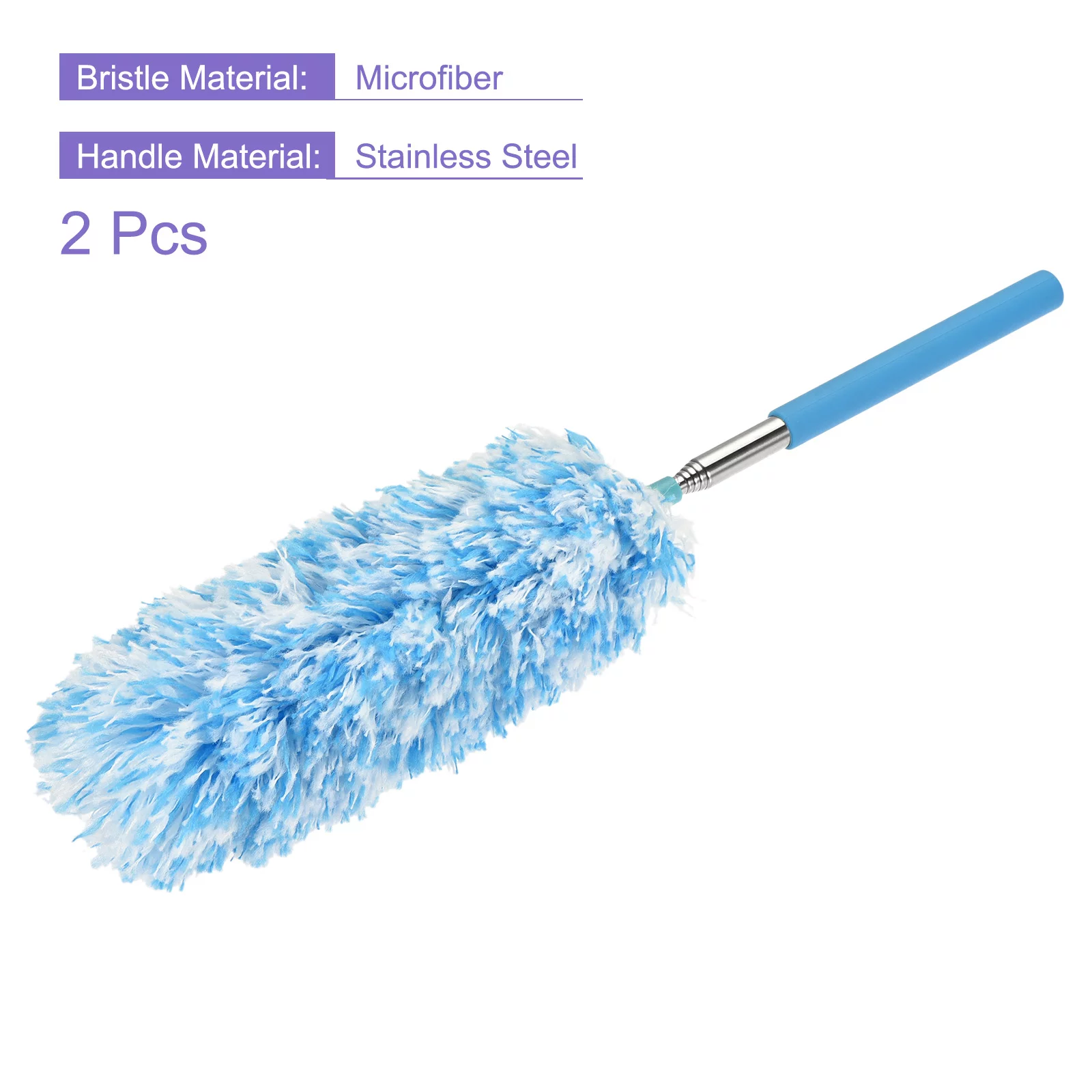 Uxcell Microfiber Duster 13.8 to 32.7 Inch Extendable Dusting Brush Blue, 2 Count