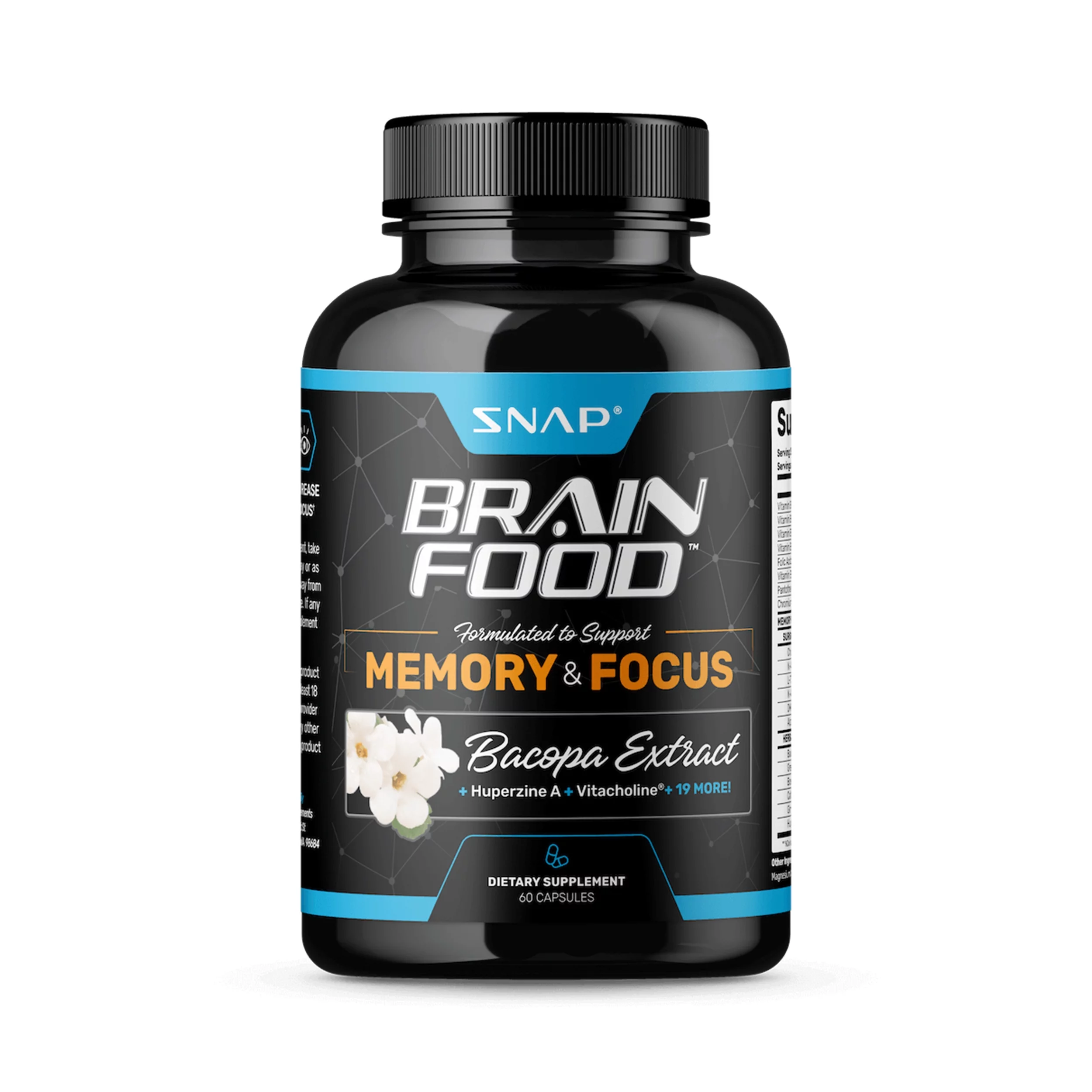 Snap Supplements Nootropics Brain Booster with Bacopa Extract, Memory and Focus Supplement, 60 Capsules