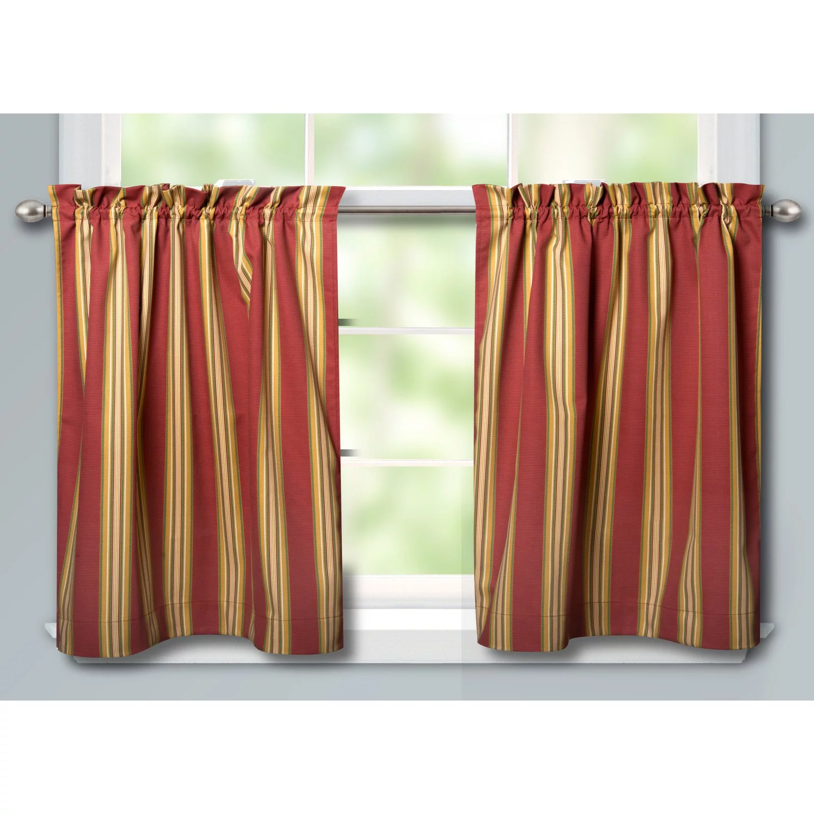 Ellis Curtain Lisa Stripe Tiered Rod Pocket Curtain Panel Pair