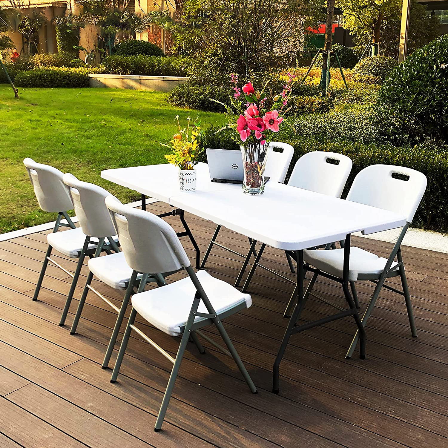 SUGIFT Set of 4 Resin Folding Chair White