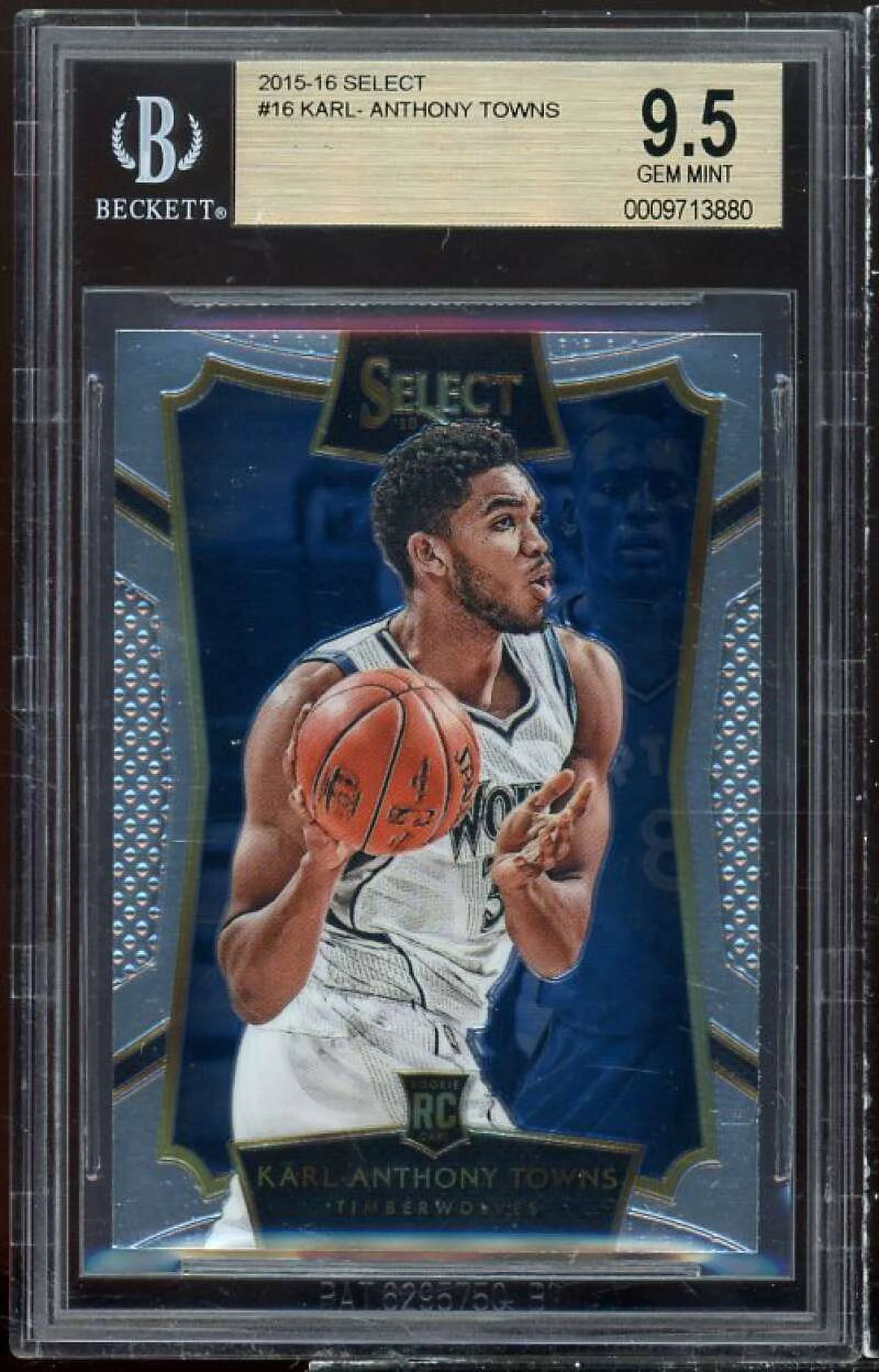 Karl-Anthony Towns Rookie Card 2015-16 Select #16 BGS 9.5
