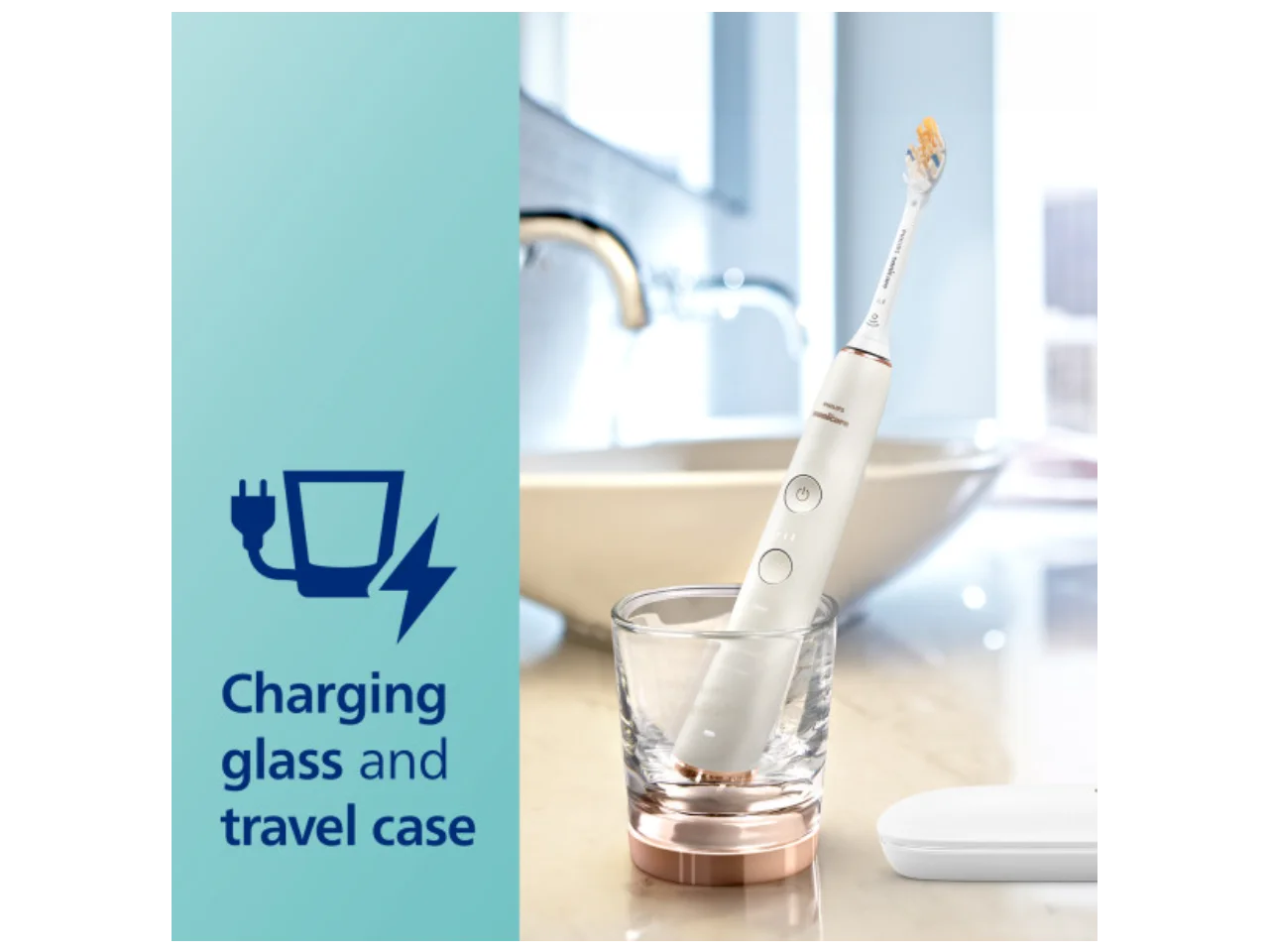 Philips Sonicare DiamondClean Smart 9300 Electric Toothbrush, Sonic Toothbrush with App, Pressure Sensor, Brush Head Detection, 4 Brushing Modes and 3 Intensity Levels, Rosegold, (HX9903/65)