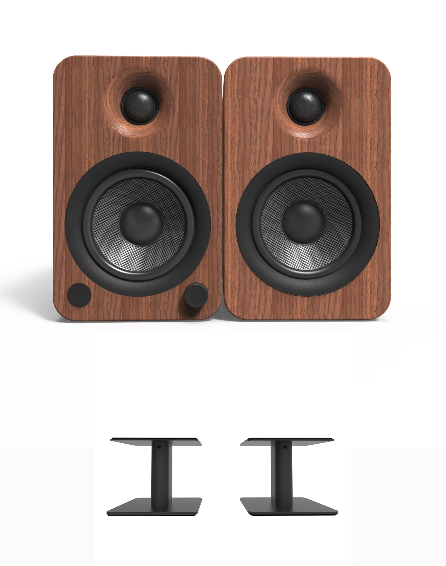 Kanto YU4WALNUT 140W Bookshelf Speakers with Bluetooth - Walnut (Pair) with Kanto SP6HD 6