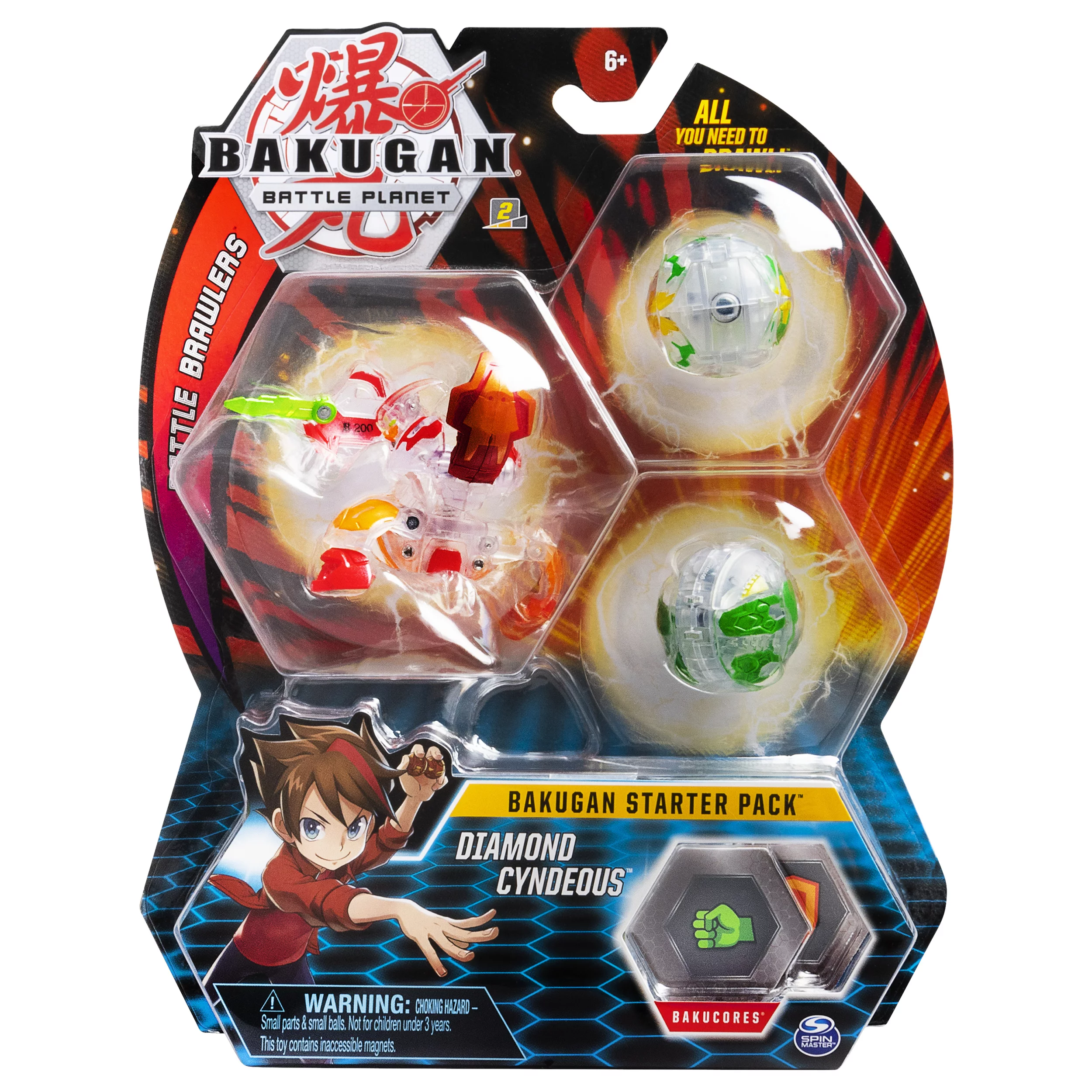 Bakugan Starter Pack 3-Pack, Diamond Cyndeous, Collectible Action Figures, for Ages 6 and Up