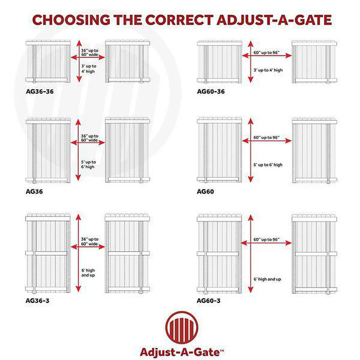 Adjust-A-Gate 2 Rail 34 in. H/60 in. - 96 in. W Kit-Front Gate Series