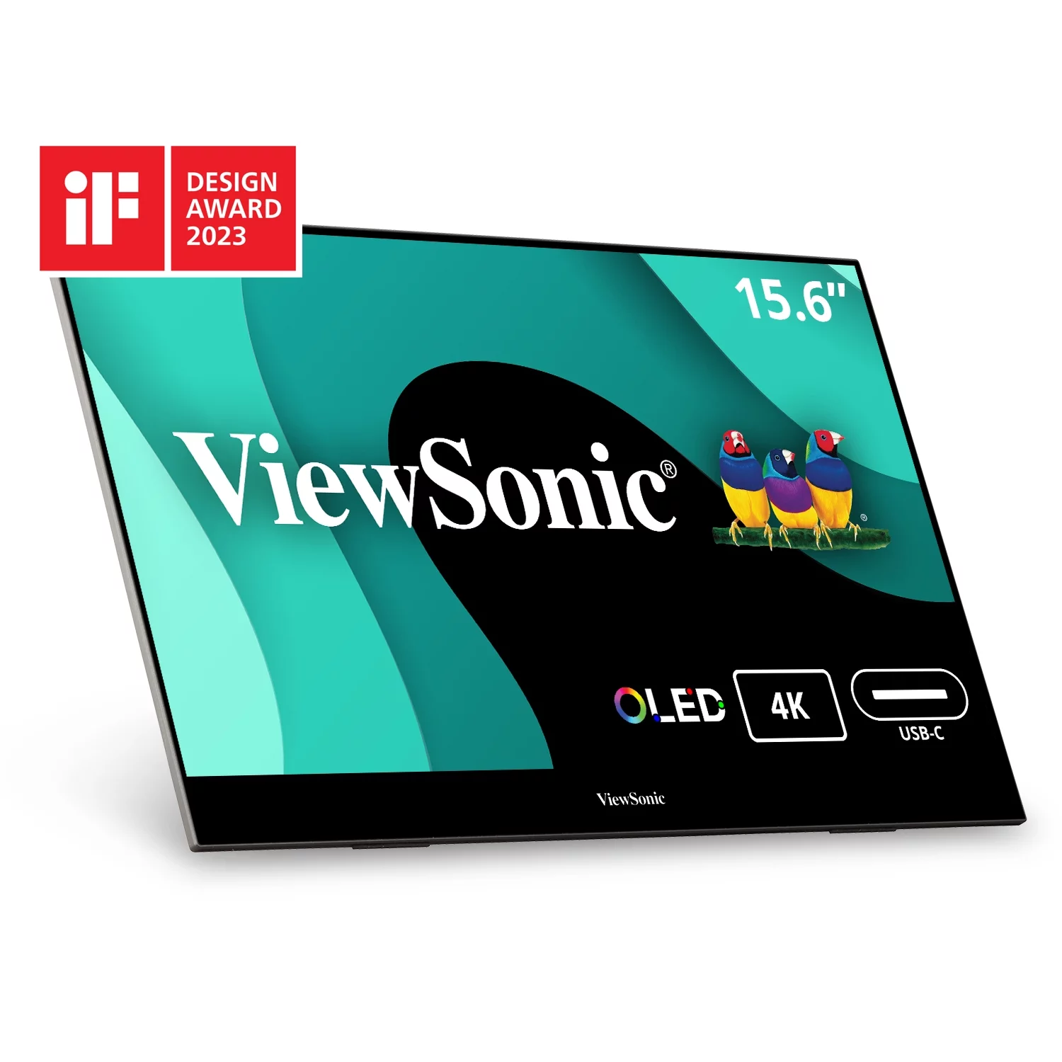 ViewSonic VX1655-4K-OLED 15.6 Inch 4K UHD Portable OLED Monitor with 2 Way Powered 60W USB C, Mini HDMI, Dual Speakers, and Built in Stand with Smart Cover(Pre-Owned)