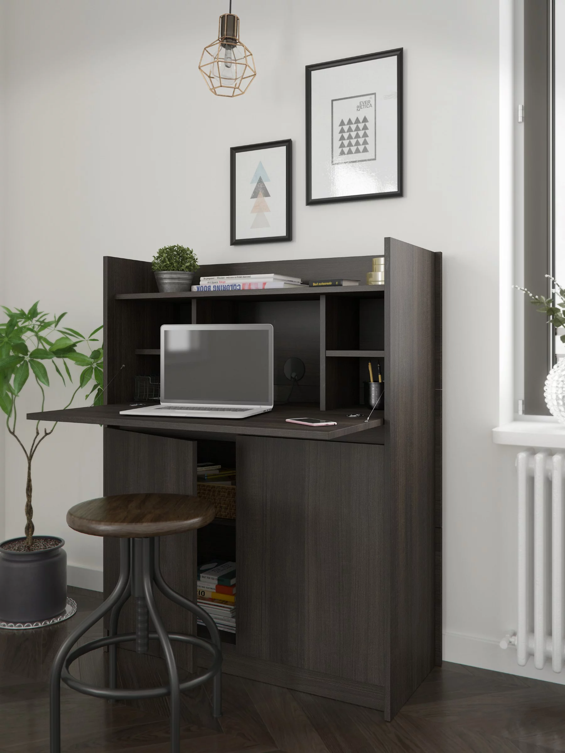 Nexera 351630 Chrono Secretary Desk, Ebony