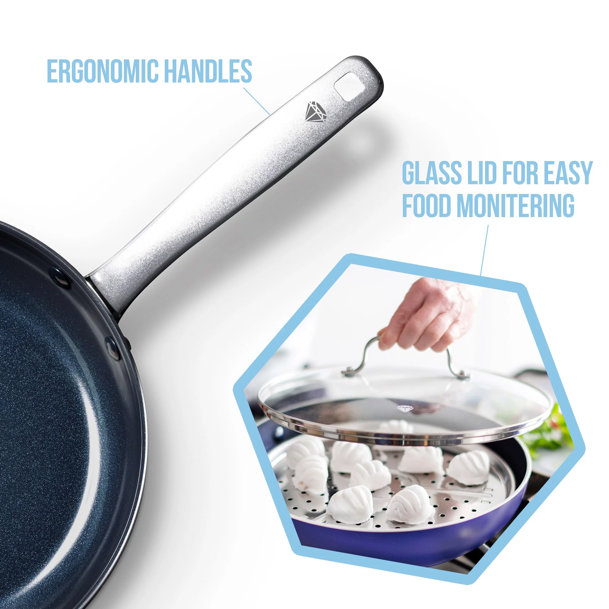 Blue Diamond Toxin-Free Ceramic Non-Stick Cookware Set, 4-Piece