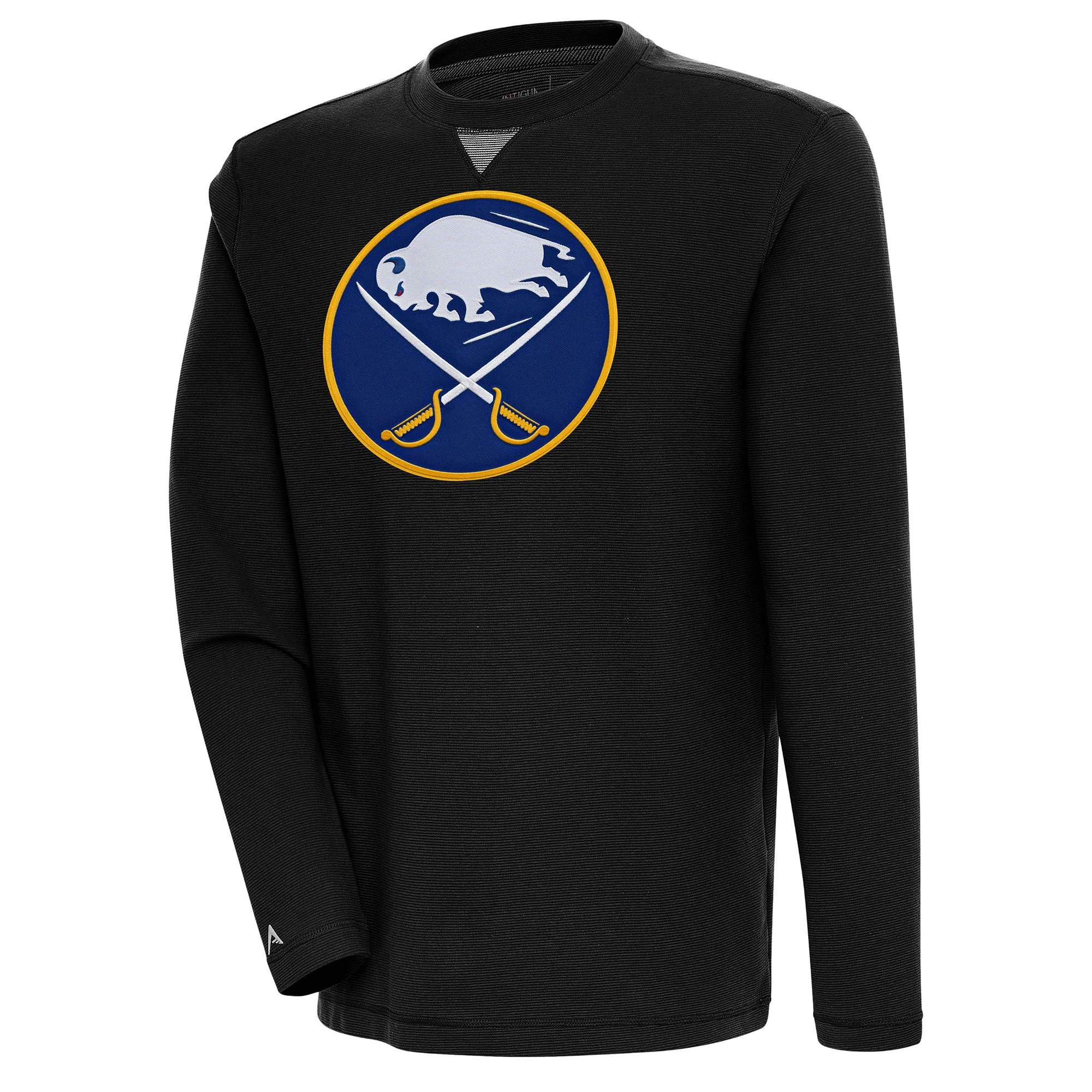 Men's Antigua  Black Buffalo Sabres Flier Bunker Tri-Blend Pullover Sweatshirt