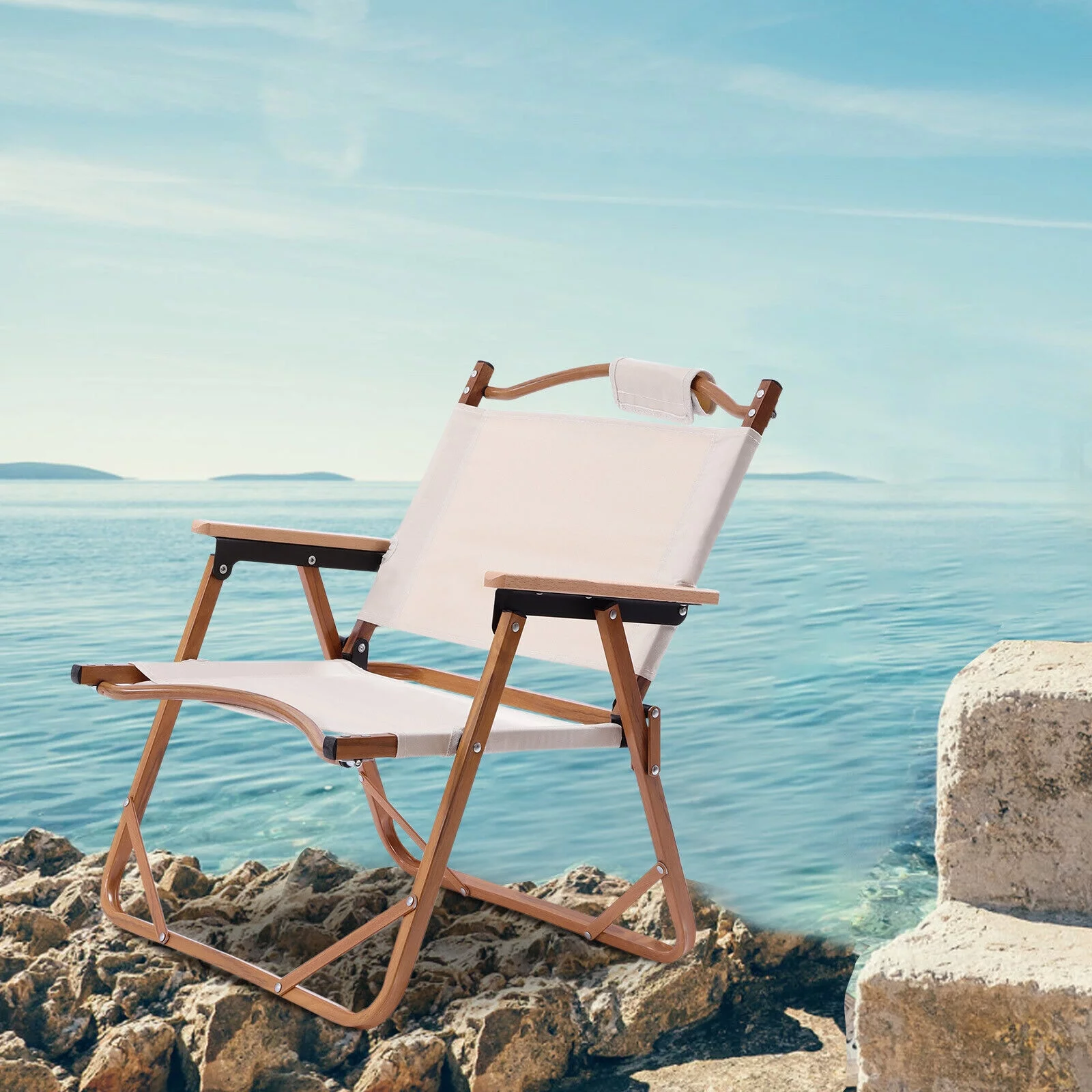 Miumaeov Camping Chair Portable Folding Outdoor Chair Low Beach Chairs for Camp Lawn Hiking Sports Hunting 21.6 x 16.9 x 24 inch