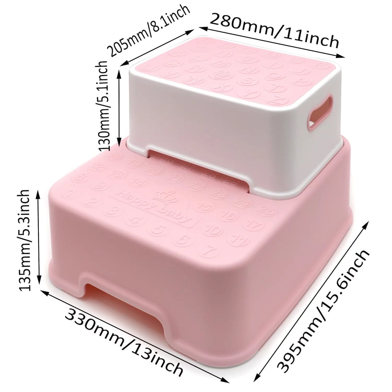Step Stool 2-Up For Toddler And Kid, Slip Resistant-Lightweight Plastic, Pink