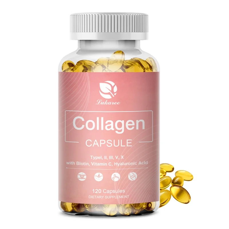 120 Capsules Vitamins Collagen for Women & Men - Type I, II, III, V, X Multi Collagen Supplement - Grass Fed, Non-GMO