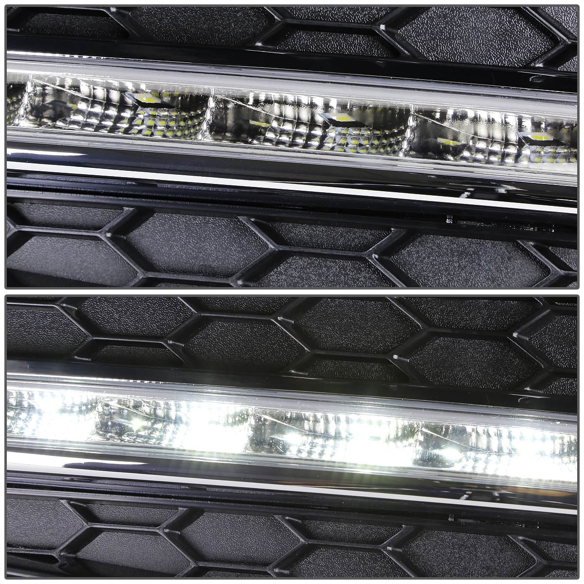 DNA Motoring FL-ZTL-157-CH For 2011 to 2016 Chevy Cruze Pair LED Daytime Running Fog Light Lamp+Bezel Clear Lens 11 12 13