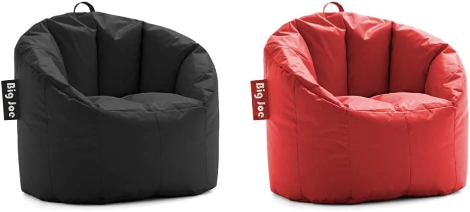 QINBI Milano Bean Bag Chair, Black Smartmax, 2.5ft & Milano Bean Bag Chair, Red Smartmax, 2.5ft