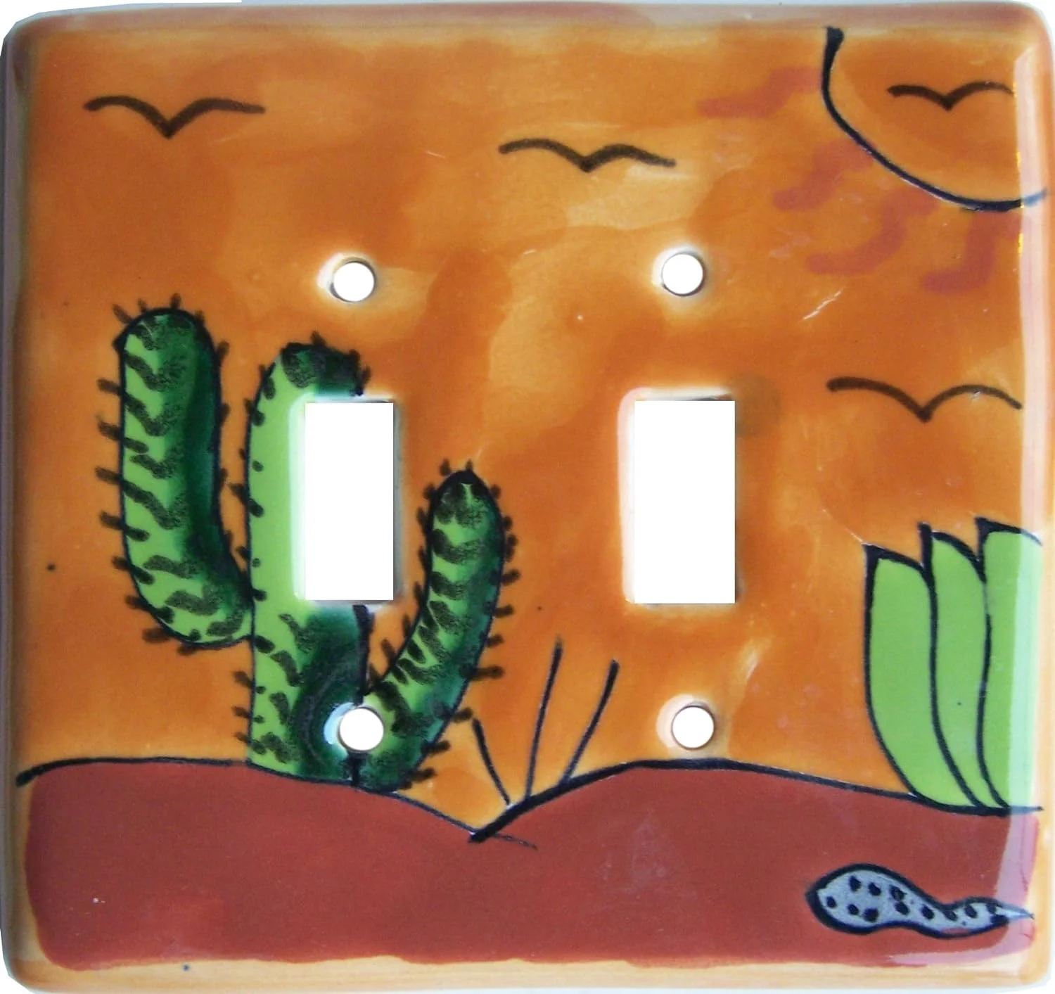 Desert Talavera Ceramic Double Toggle Switch Plate