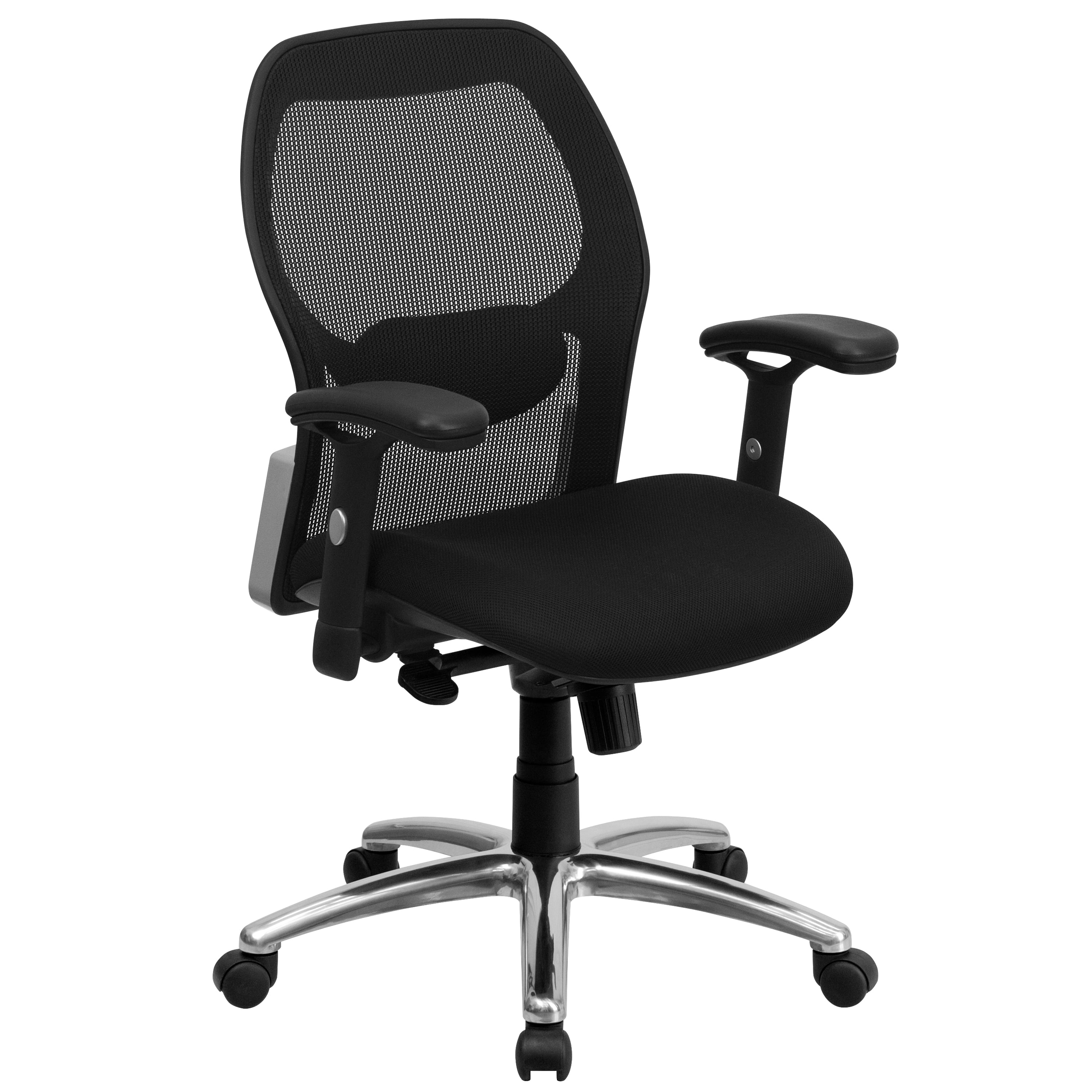 Emma + Oliver Mid-Back Black Mesh Executive Office Chair with Knee Tilt and Adjustable Lumbar & Arms