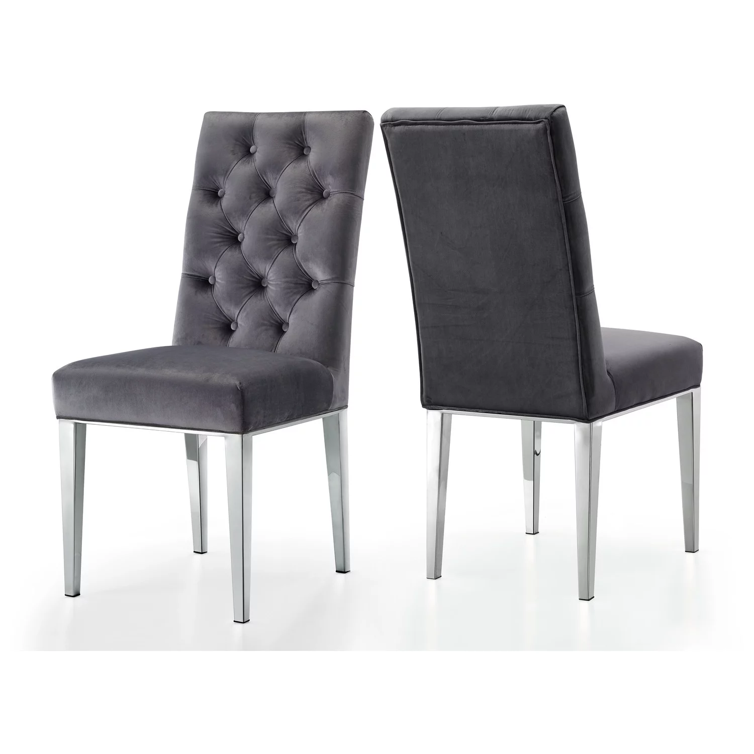 Homestock Southwestern Style Grey Velvet Dining Chair, Set of 2