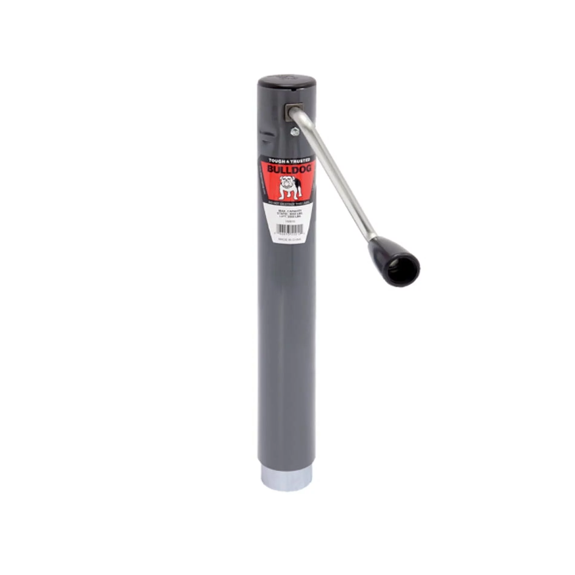 BULLDOG 150010 Round Trailer Jack, No Mount, 2,000 lbs. Lift Capacity, Sidewind, Weld-On, 10 Inch Travel