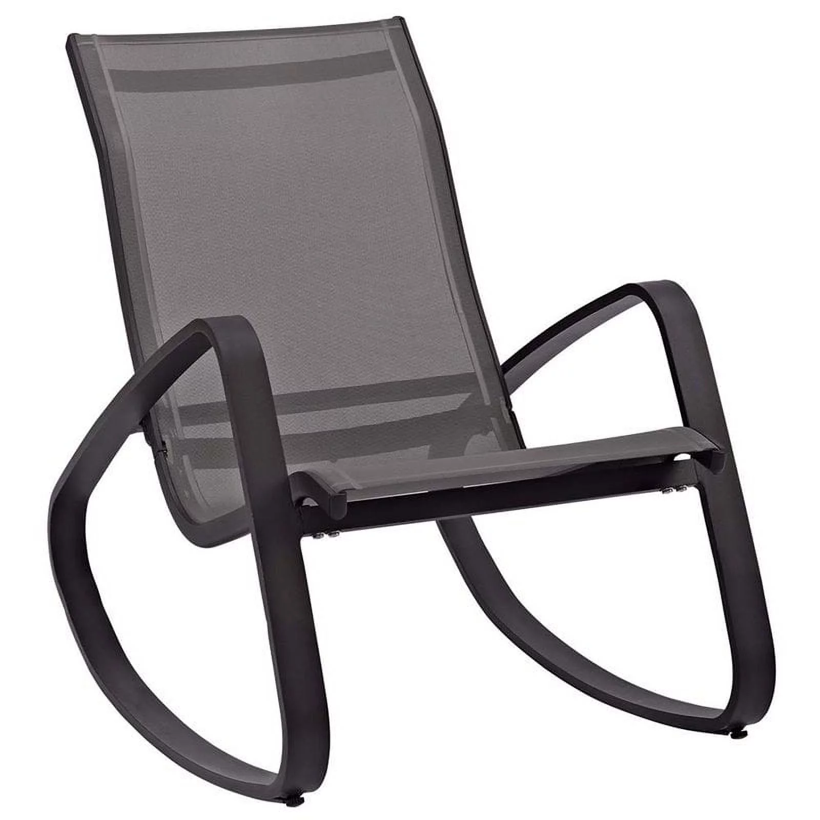 Afuera Living Modern Mesh Sling Patio Rocker in Black Finish