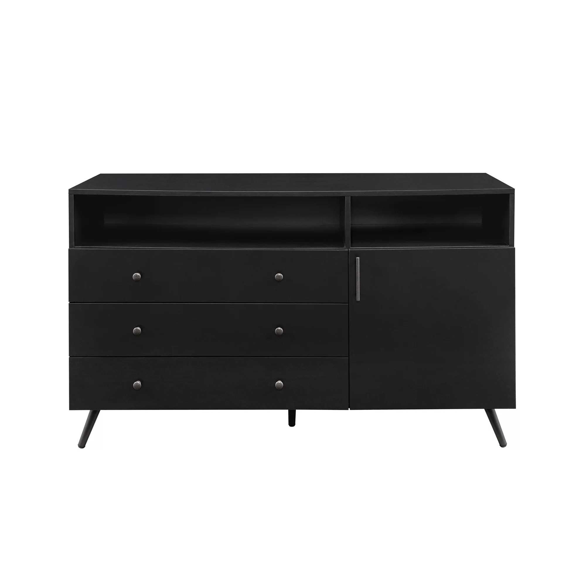 Walker Edison Mid-Century Modern 3-Drawer Sideboard, Solid Black