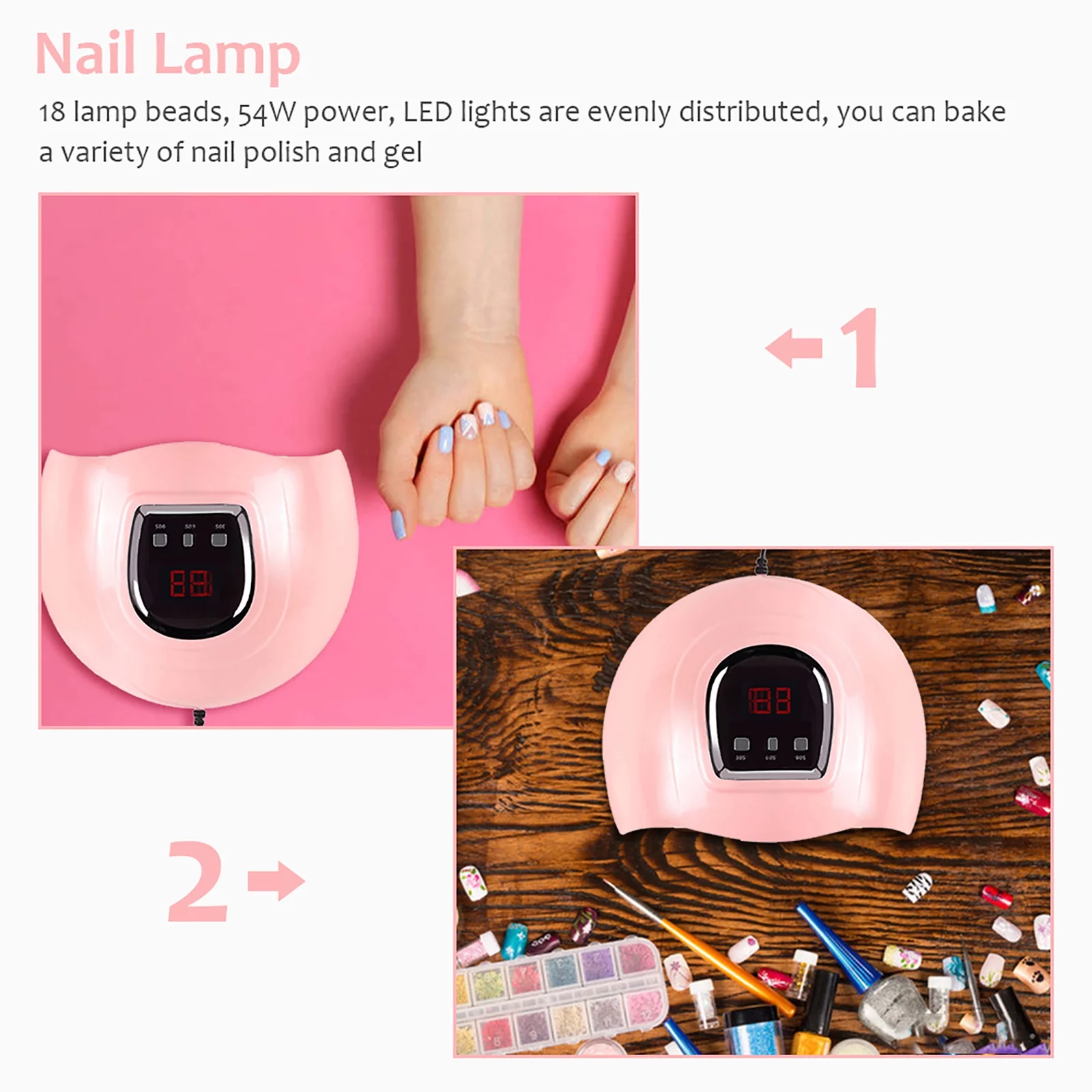 GoolRC Nail Lamp,Uv Toenail Usb Lamp With Timers Professional 54w Nail Led Uv UsbNail Dryer Lampe Nail Sèche Nail Lamp 54 W Nail Dryer Usb Toenail 54w 3 Timers Uv Salon Toenail With 3 Uv