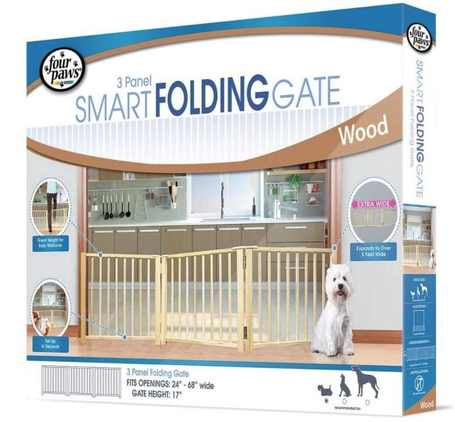 Four Paws Free Standing Gate for Small Pets [Dog, Security Gates Wood & Wire] 3 Panel (For openings 24