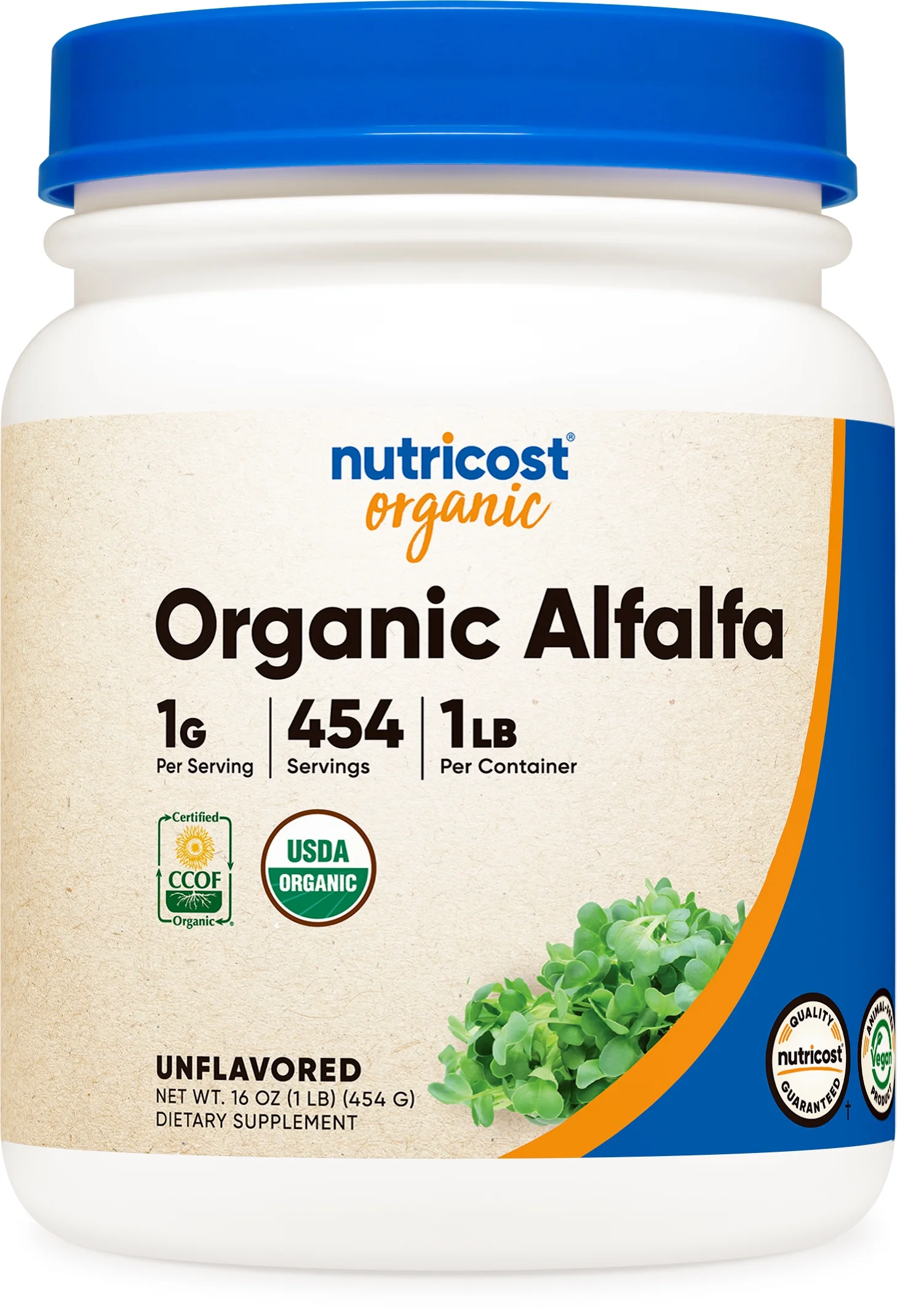 Nutricost Organic Alfalfa Powder 1LB - Non-GMO, Gluten Free, Supplement