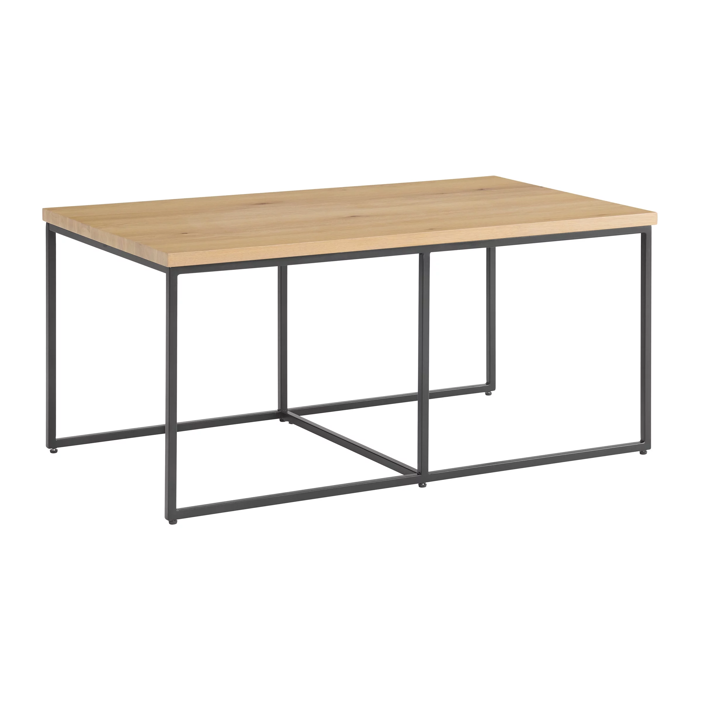 Lavish Home 3PC Modern Nesting Coffee Table Set with 2 Side Tables (Walnut)