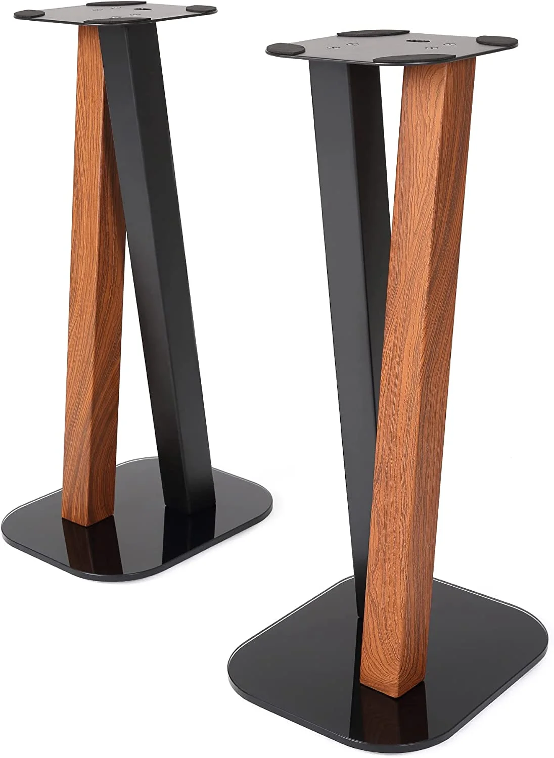 YILAN One Pair Fixed Height Universal Speaker Floor Stands - 600 Series - Cedar Black