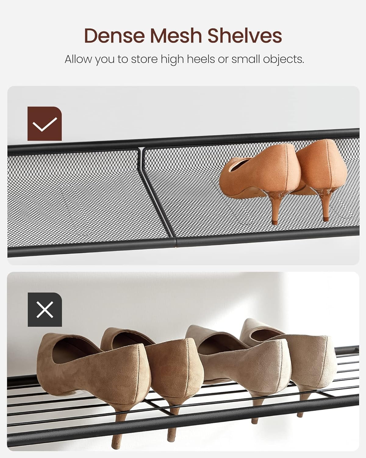 Shoe Rack for Entryway, 5 Tier Shoe Storage Shelves, 16-20 Pairs Shoe Organizer, with Sturdy Wooden Top and Steel Frame, Free Standing, Industrial, Rustic Brown and Black ULBS038B01