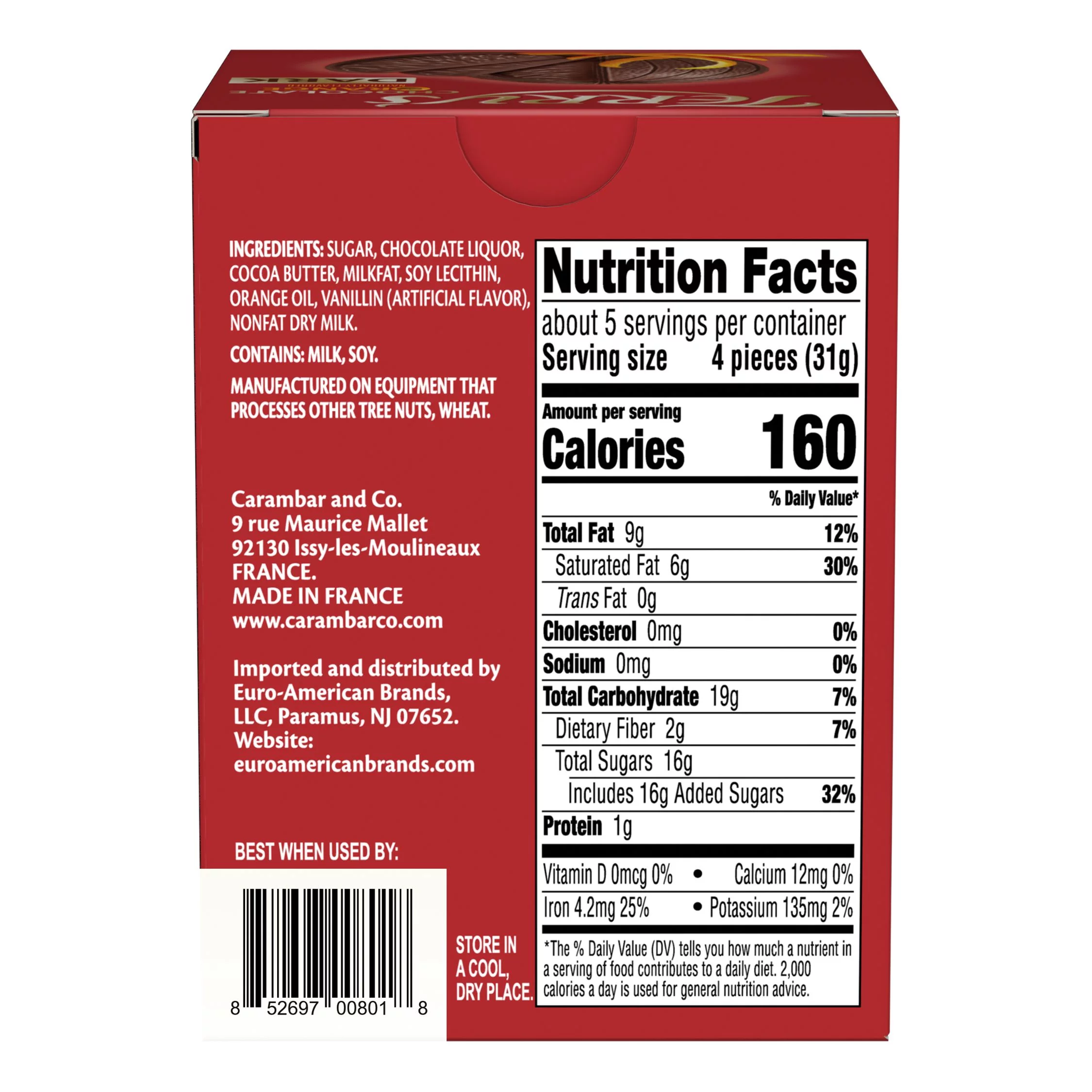 Terry's Chocolate Orange, Orange Flavored Dark Chocolate, 5.53oz Box