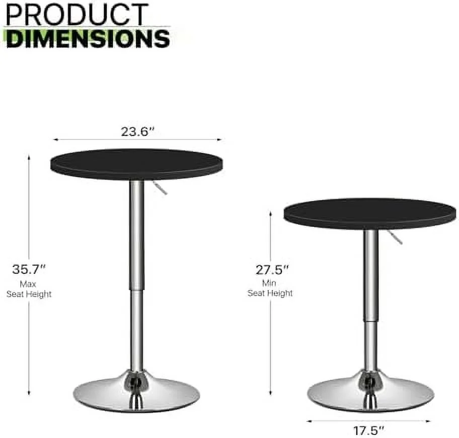 xrboomlife 23.5'' Round Adjustable Height Wood  Pub Table Adjustable Range 27.5"-36" Living Room Dining Room  Cocktail Table (White Black)
