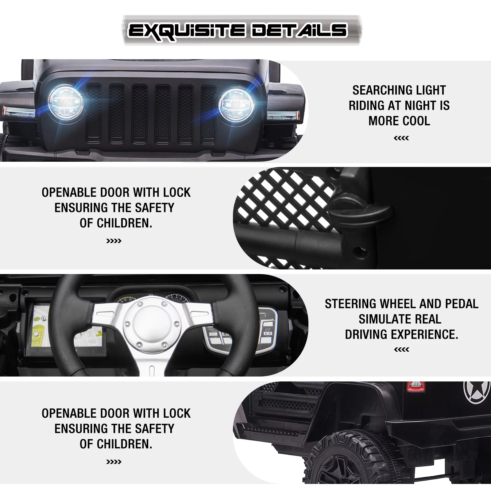 JOINATRE 12V Kids Ride On Car Truck, Battery Power Electric Car for Kids w/Parent Remote Control, 3 Speeds Ride on Toys with Suspension, LED Lights, Double Open Doors for Boys Girls Age 3-8 Yrs old