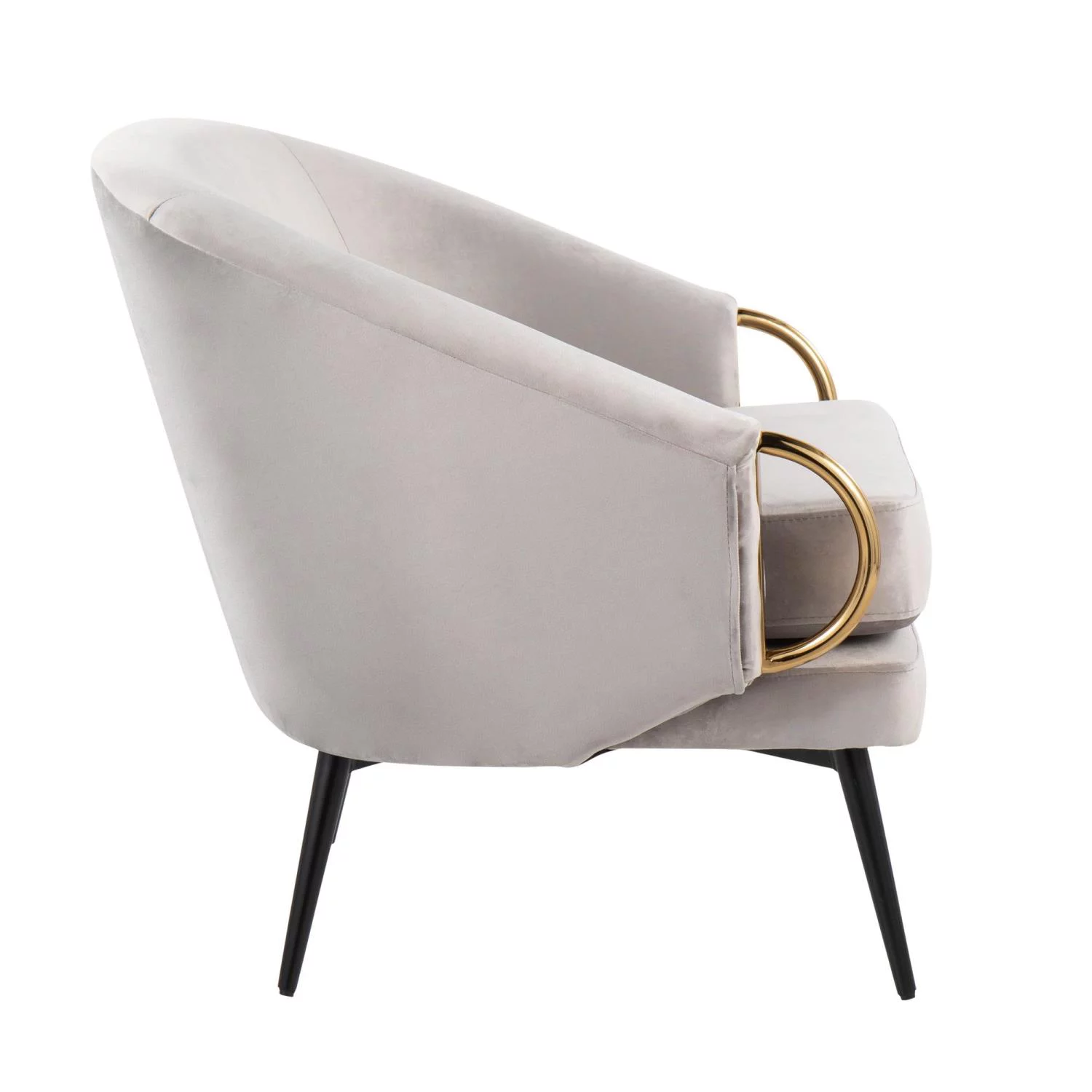 LumiSource Claire Velvet/Steel Accent Chair, Silver/Black/Gold