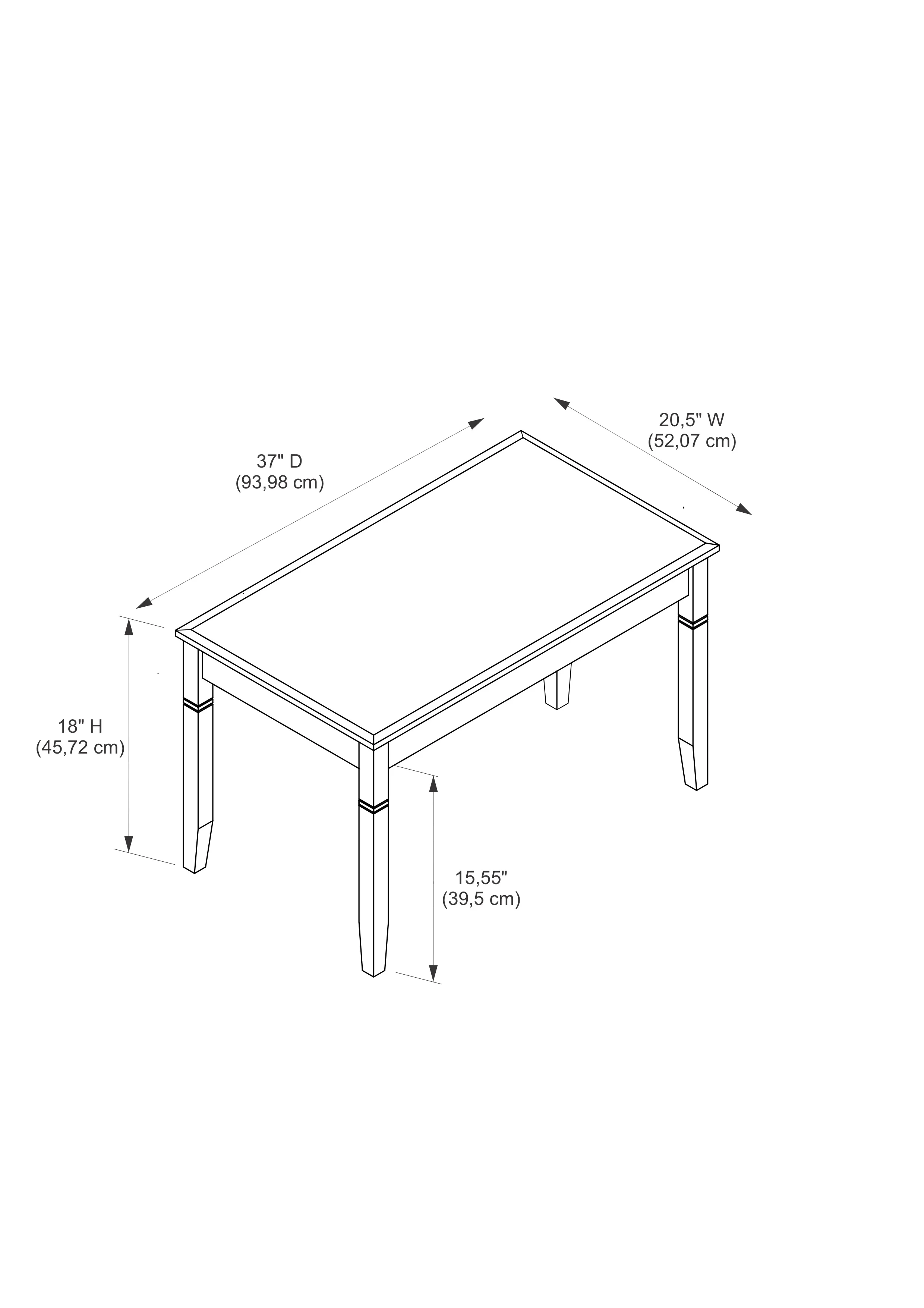 Linon Camden Coffee Table, Black Cherry Finish, 18 inch Height