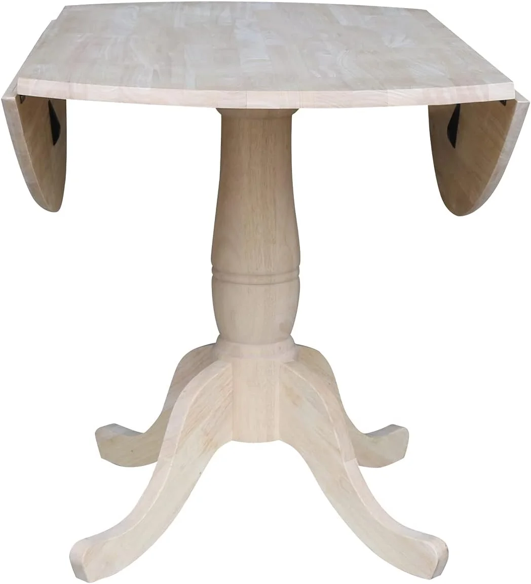 Round Dual Drop Leaf Pedestal Table-29.5