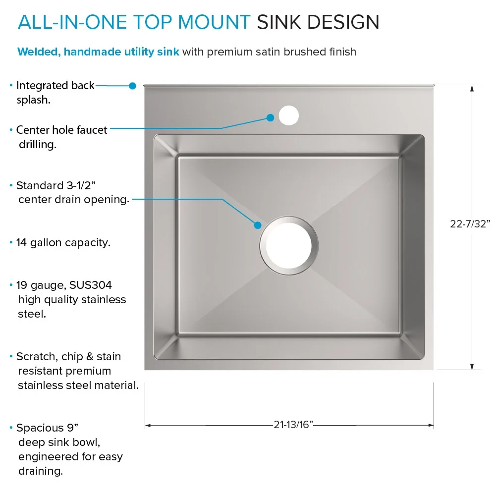 Transolid TC2D-2222-BB All-in-One 22 in. x 22 in. x 35 in. Metal Undermount Laundry/Utility Sink and Cabinet in Matte Black